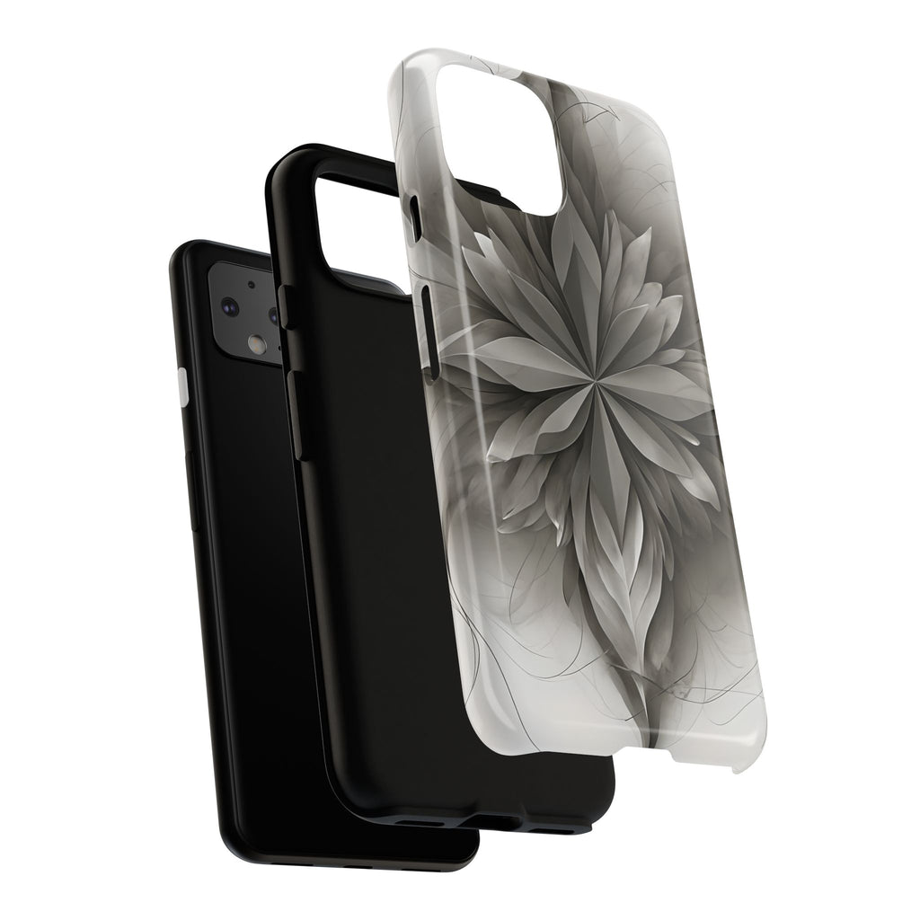 Silver Lotus - Elegant Monochrome Floral Google Pixel 4 Tough Phone Case - Modern Lotus Design