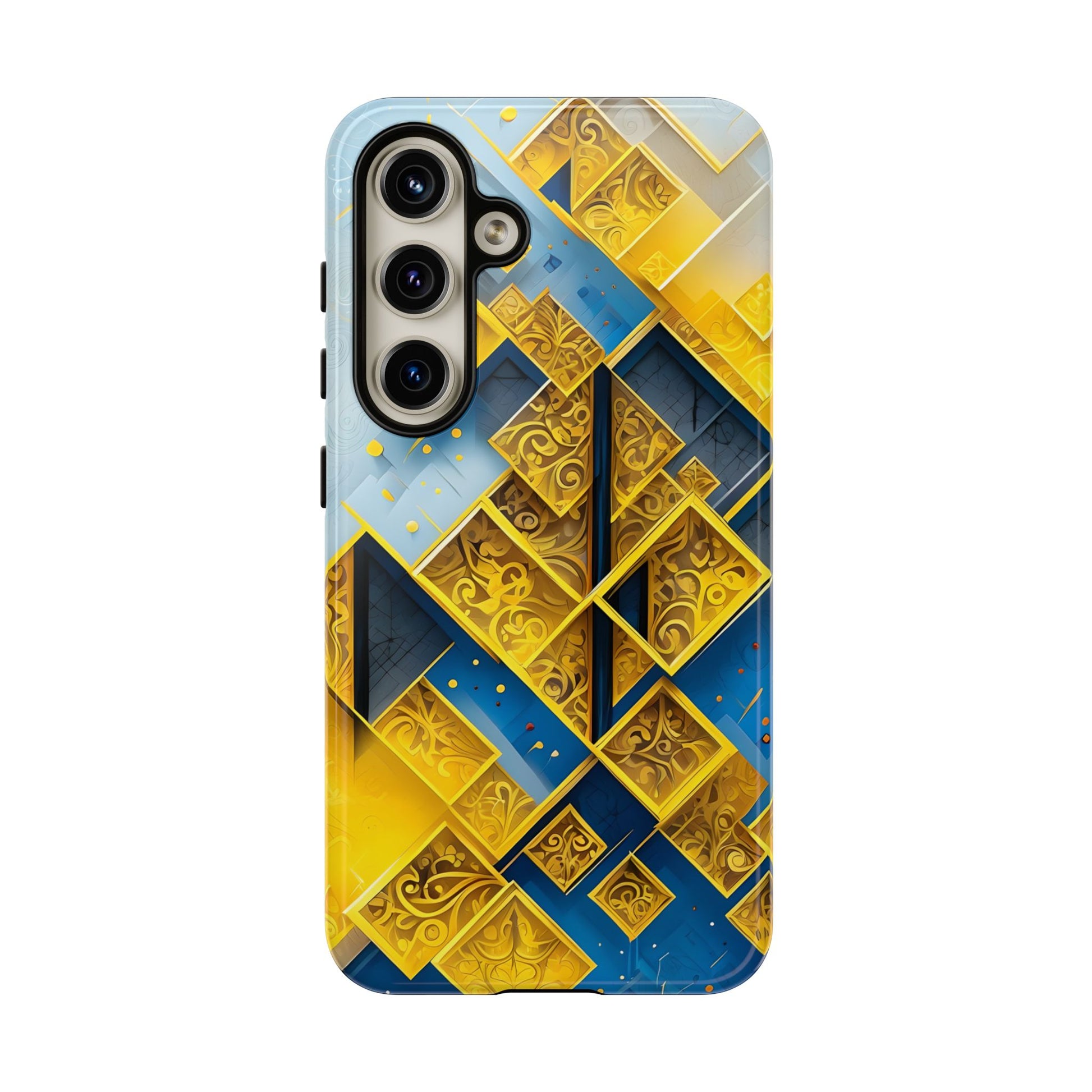 Golden Ascent Luxe Geometric Samsung Galaxy S24 Tough Case - Elegant Abstract Gold Design