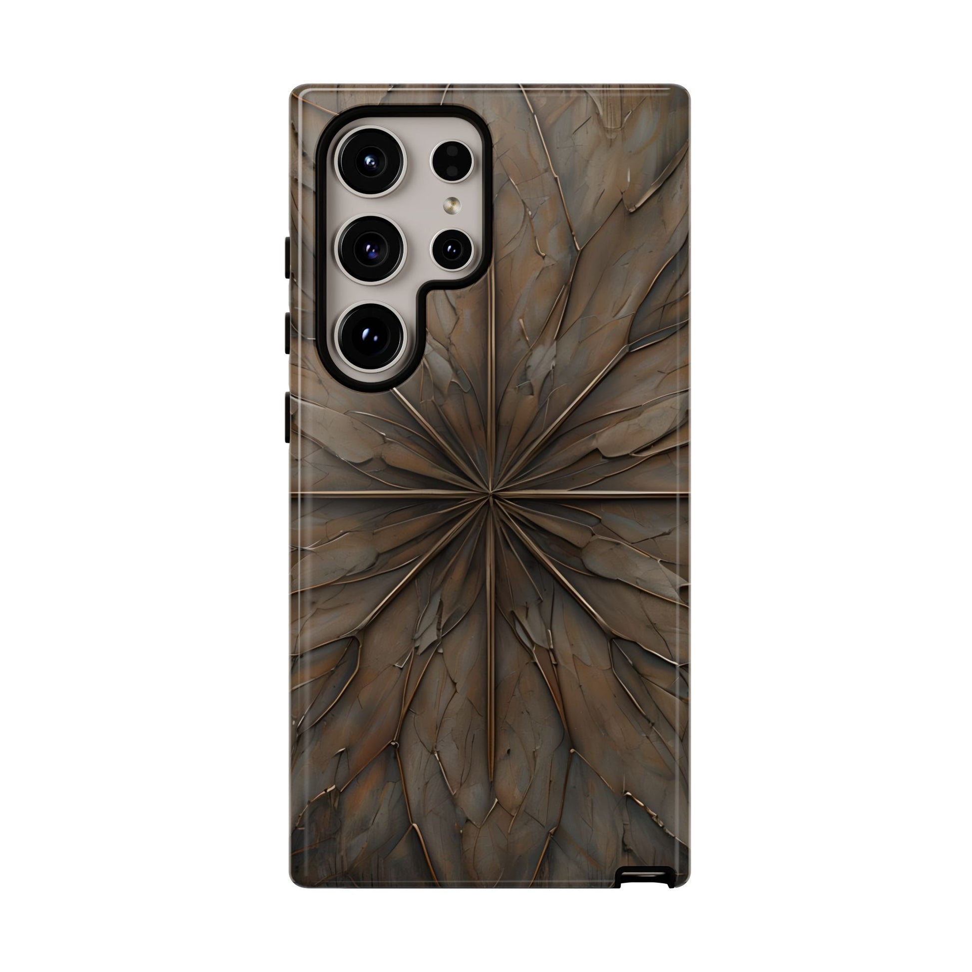 Earthstone Mandala - Kaleidoscope Collection Artistic Taupe Burst - Samsung Galaxy S24 Ultra Tough Phone Case