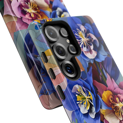 Blue Columbine Carnivale - Artistic Floral & Butterfly Samsung Ultra Tough Phone Case - Vibrant Botanical Design