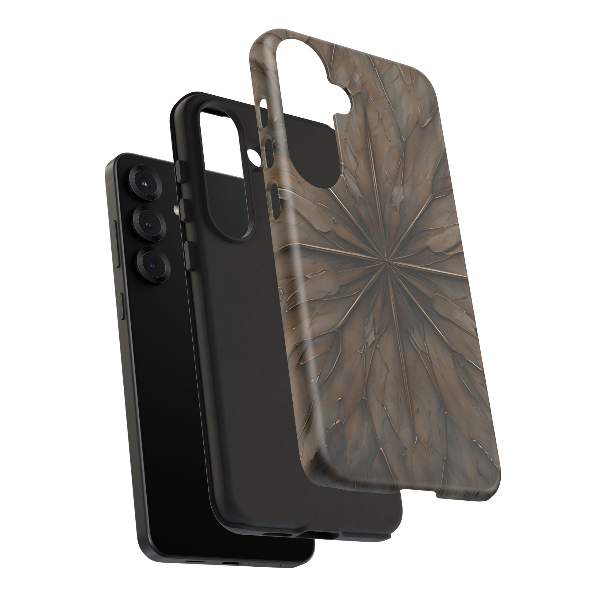 Earthstone Mandala - Kaleidoscope Collection Artistic Taupe Burst - Samsung Galaxy S25 Plus Tough Phone Case