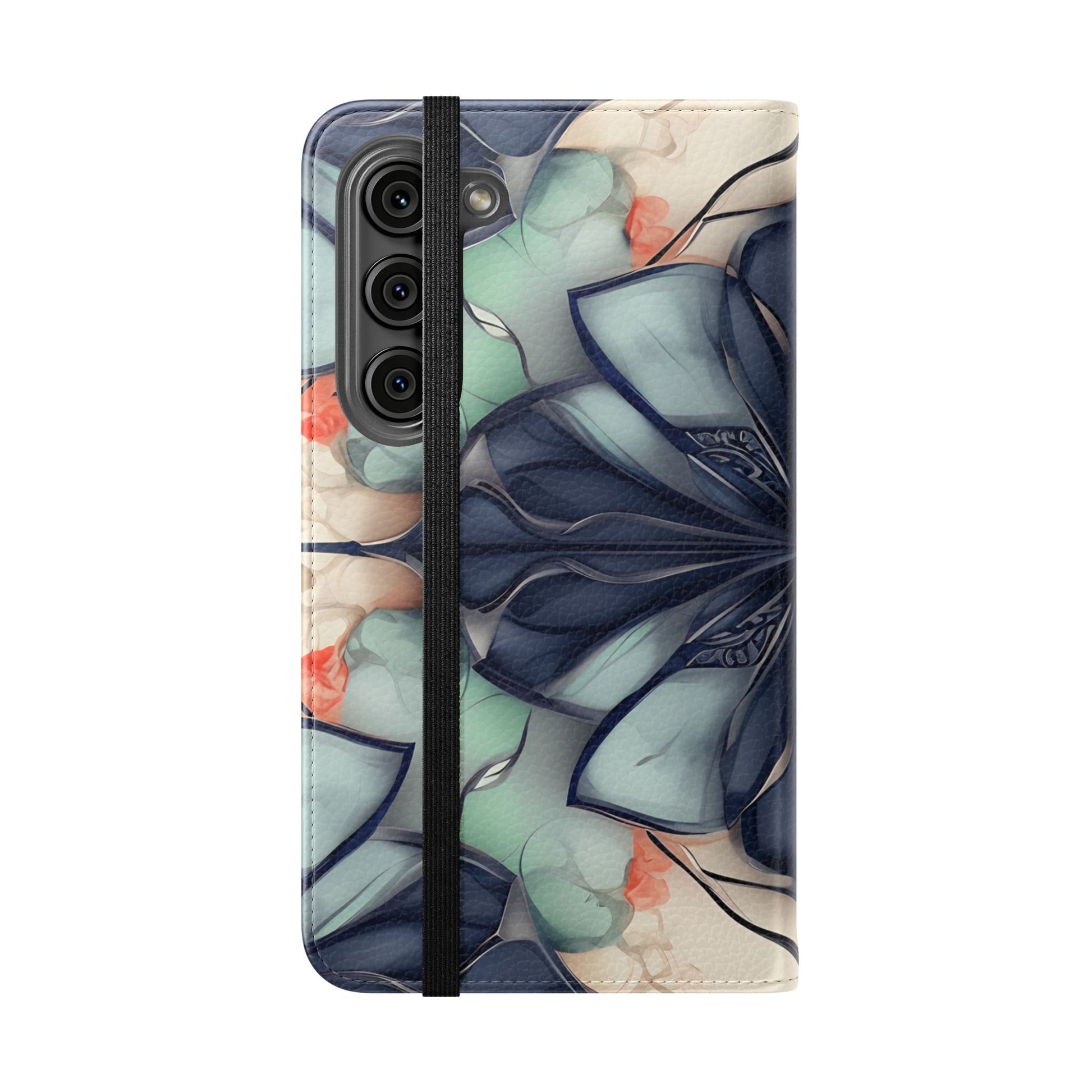 Midnight Mosaic - Abstract Floral Flip Phone Case for Samsung Galaxy S23