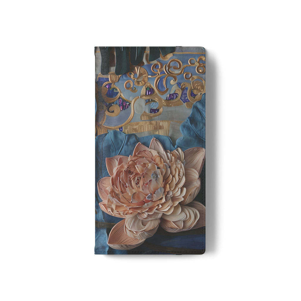 Peony Midnight Tapestry Wallet Phone Case - Flip Cover for Samsung Galaxy S22 Ultra - Floral and Tapestry Design
