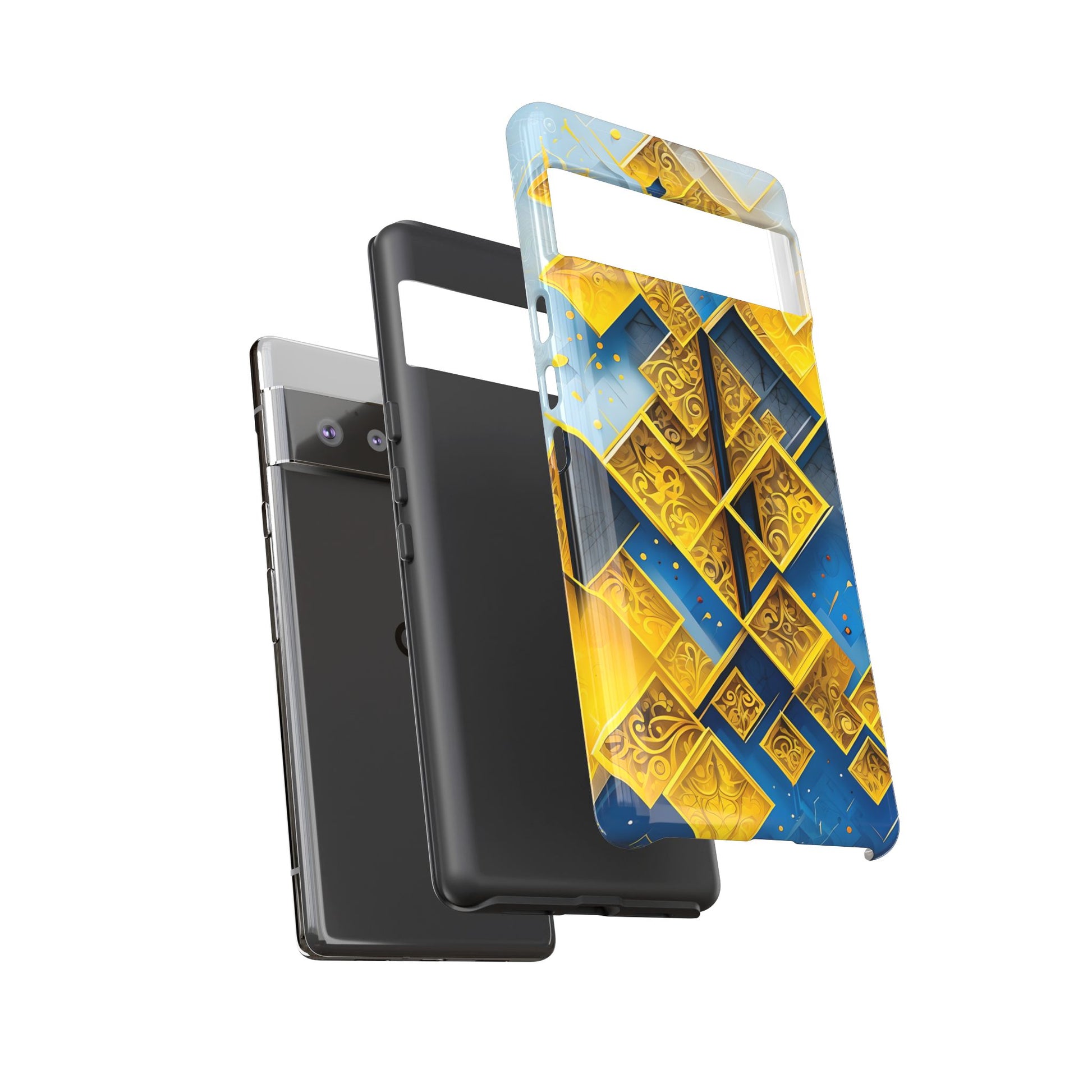 Golden Ascent Luxe Geometric Google Pixel 6 Pro Tough Case - Elegant Abstract Gold Design