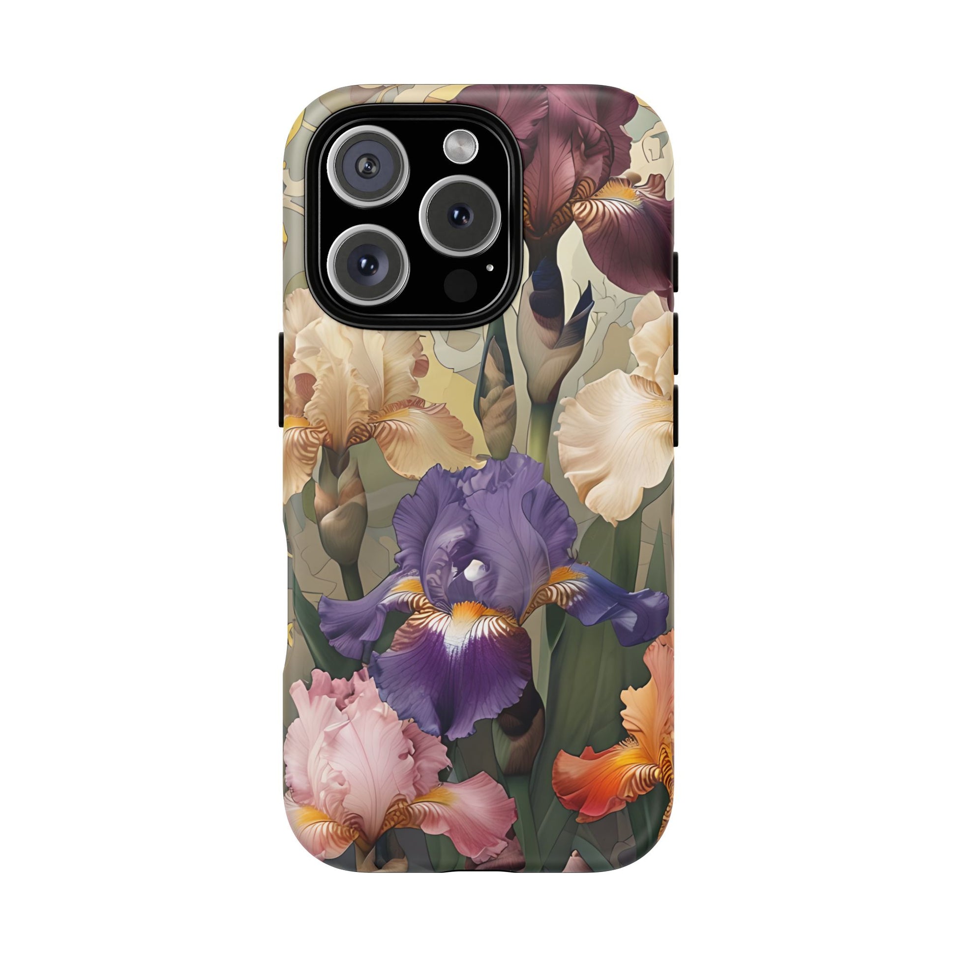 Iris Reverie - Elegant Painterly - iPhone 16 Pro- MagSafe Compatible - Artistic Purple & Cream Iris Design