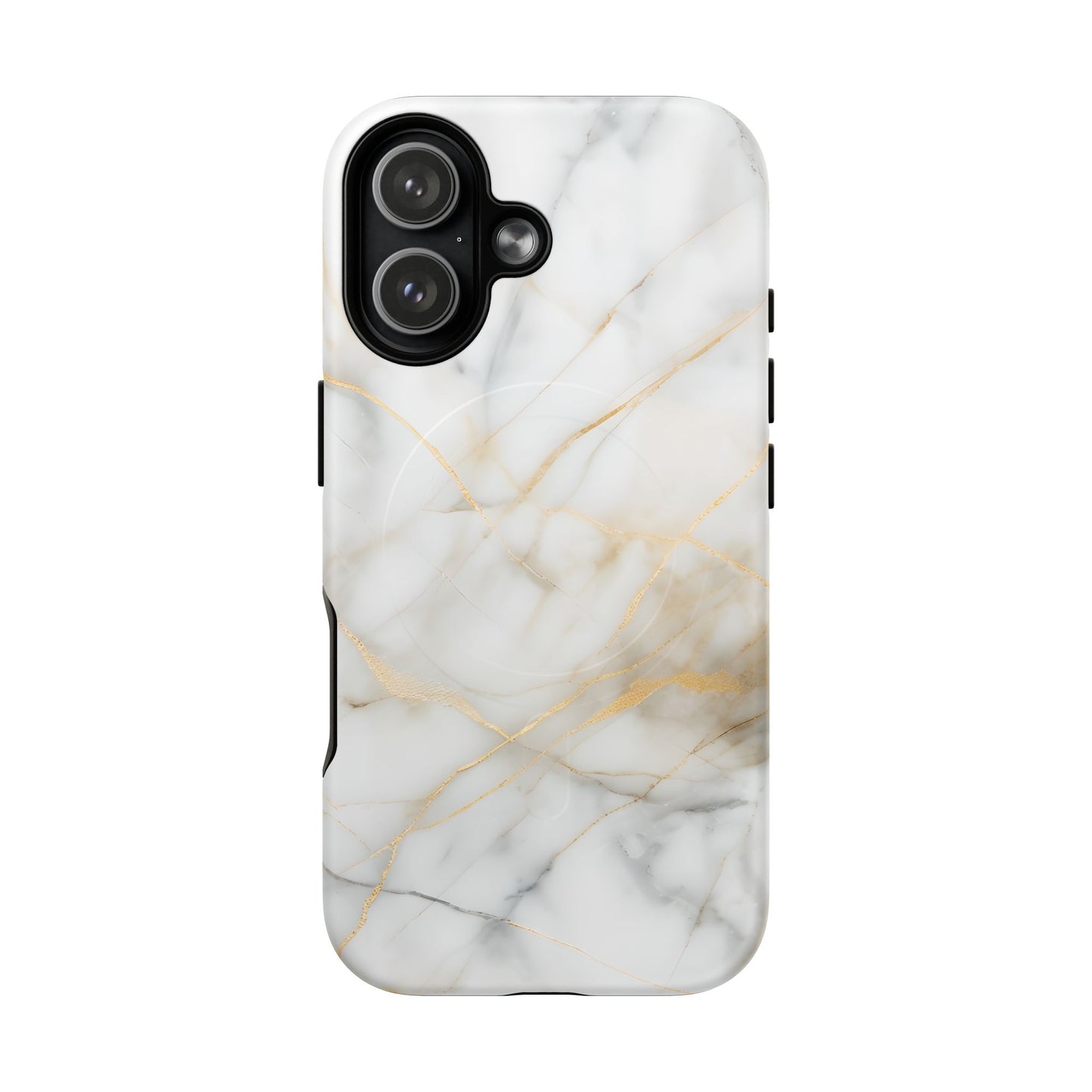 Golden Vein iPhone MagSafe Phone Case -White Neutral Marble Design