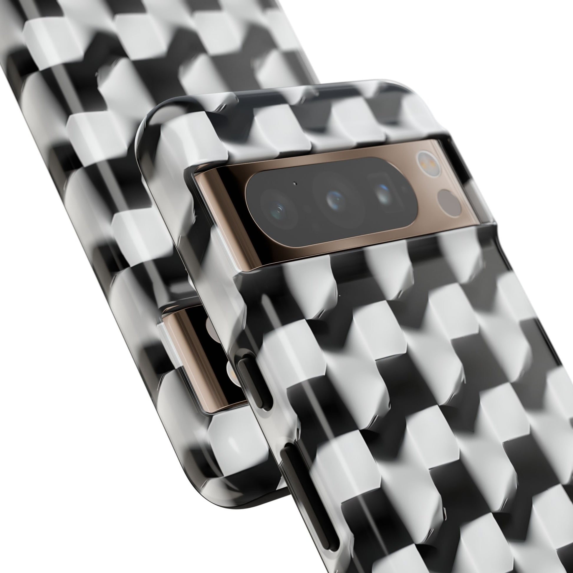 Monochrome Grid Tough Case for Google Pixel 8 Pro - Classic Checkerboard, Black & White, Minimalist Trend