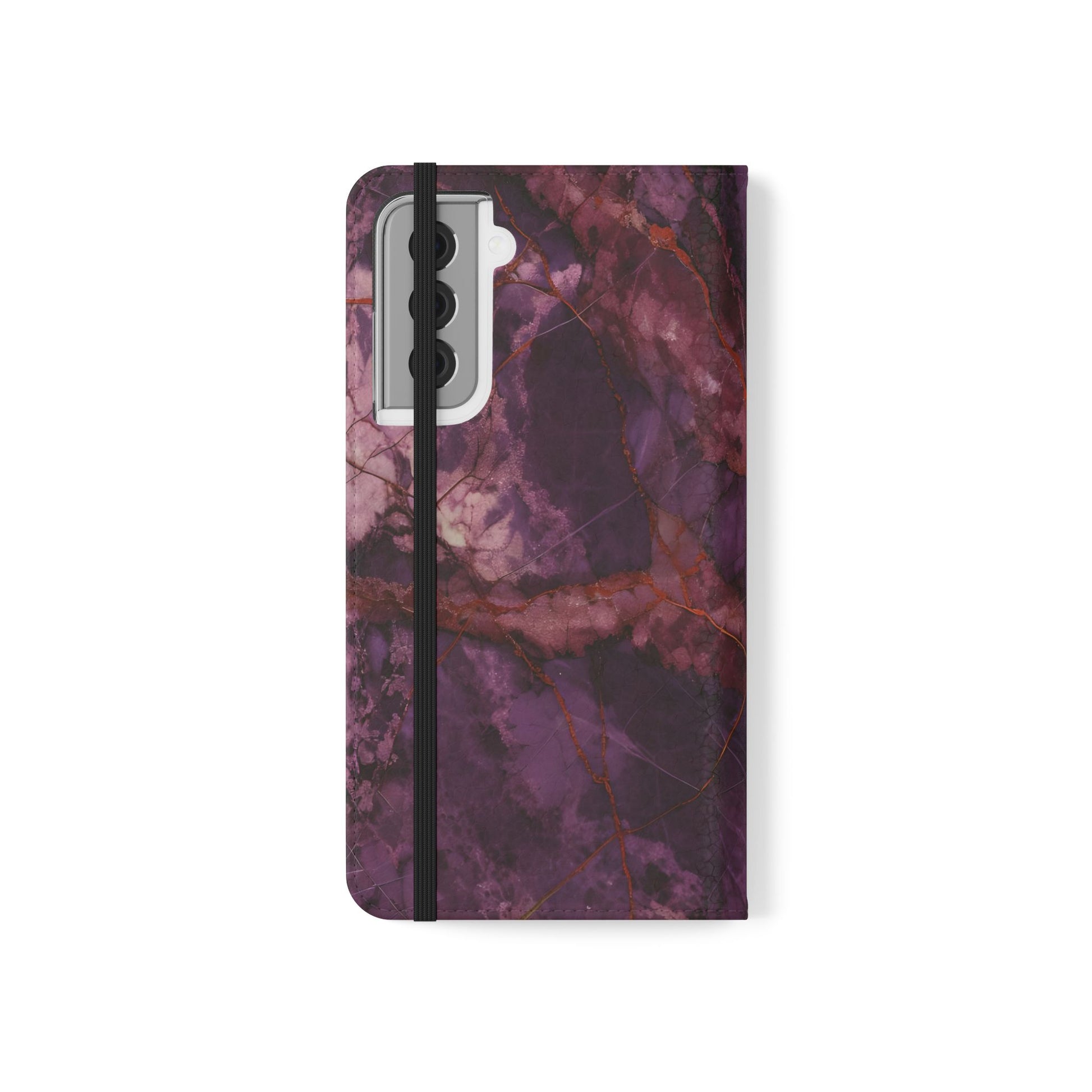 Amethyst Current Wallet Phone Case - Elegant Purple Marble Flip Cover for Samsung Galaxy S21
