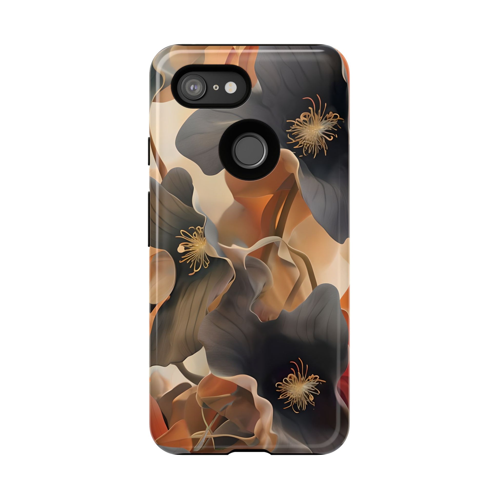 Autumn Ember - Moody Floral Art Google Pixel 3 Tough Phone Case - Warm Earthy Botanical Design