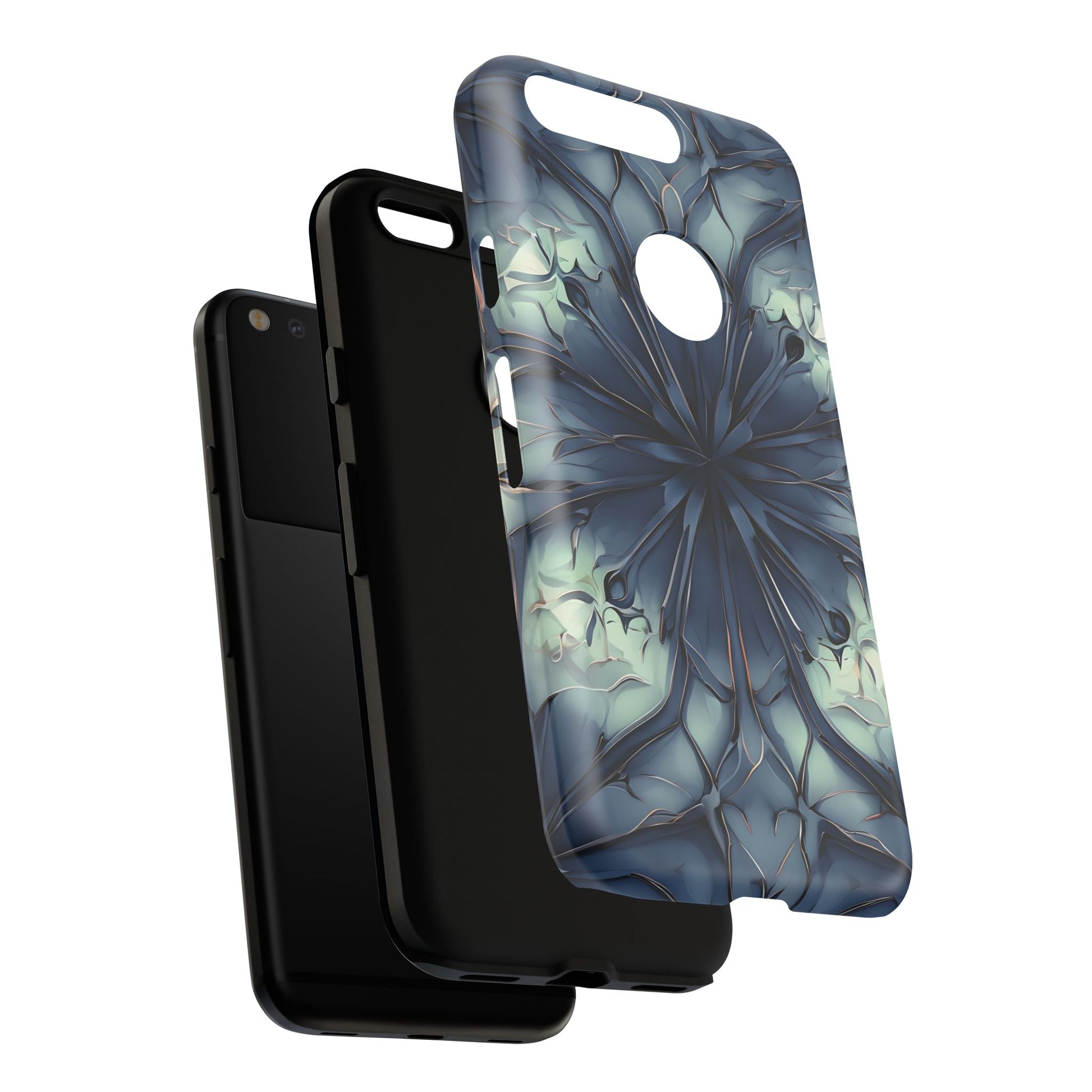 Indigo Mosaic - Artistic Kaleidoscope Collection Artistic Floral - Google Pixel Tough Phone Case - Bold Blue Symmetrical Design
