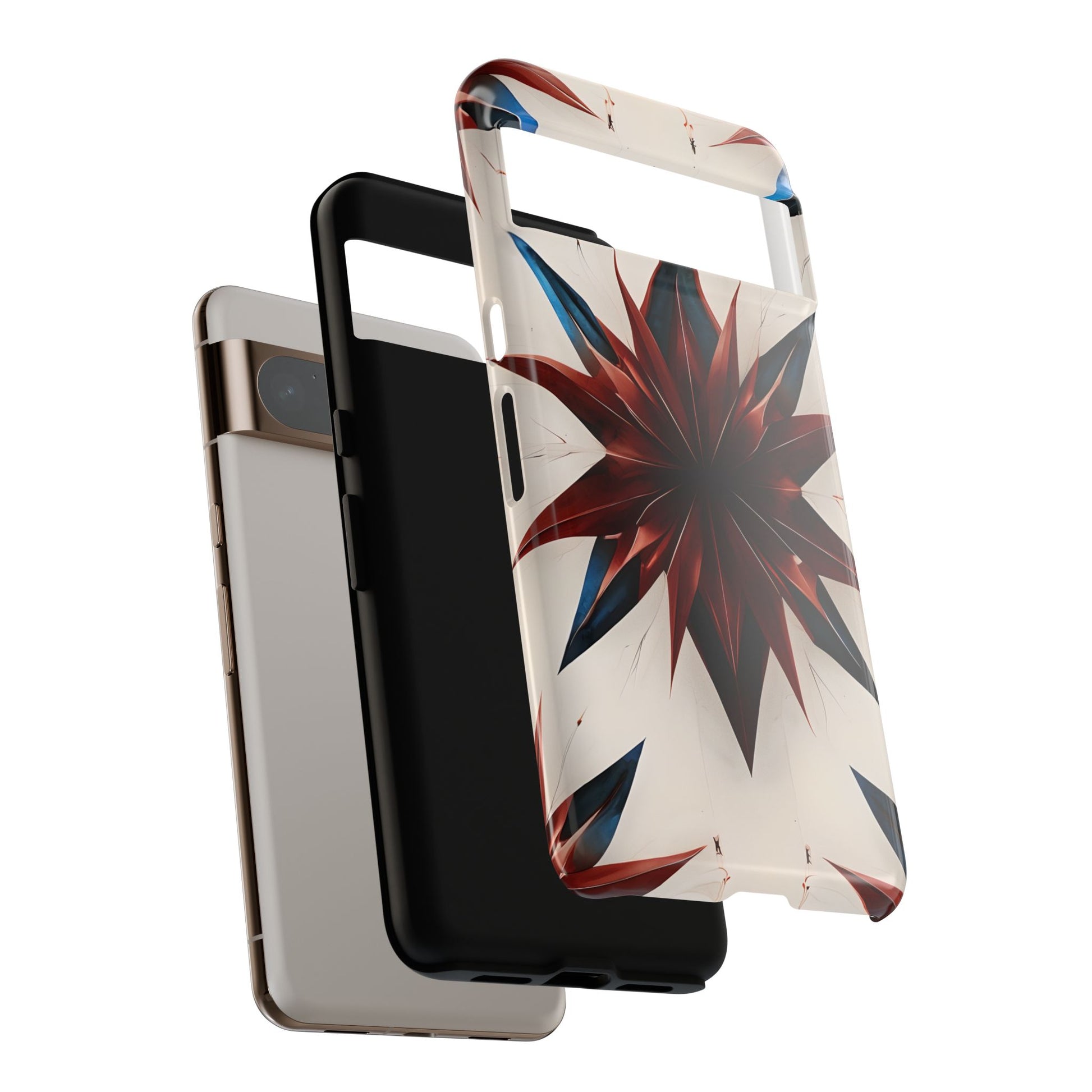 Garnet Starburst - Kaleidoscope Collection Gemstone Floral - Google Pixel 8 Pro Tough Phone Case - Floral Burst Design
