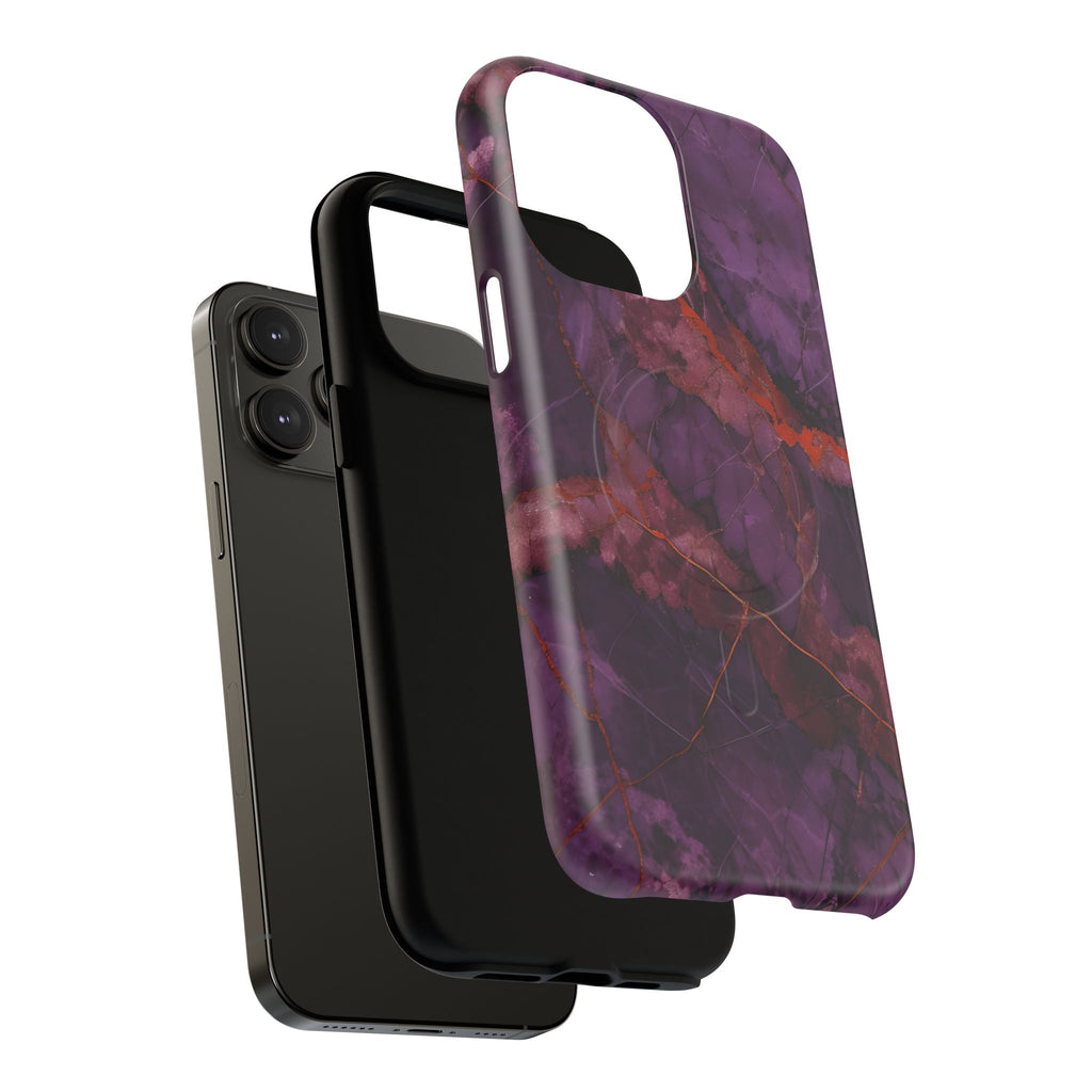 Amethyst Current - Kaleidoscope Collection Artistic Floral Burst - iPhone 14 Pro Max MagSafe Phone Case - Bold Purple Symmetrical Design