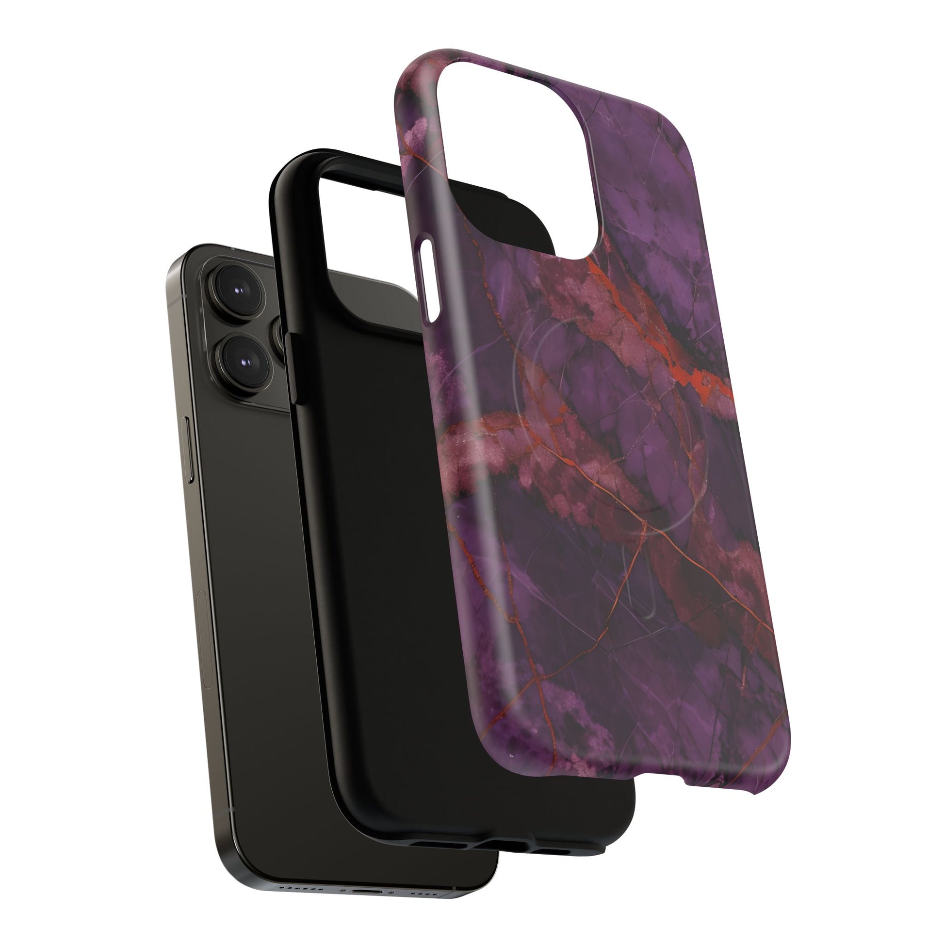 Amethyst Current - Kaleidoscope Collection Artistic Floral Burst - iPhone 14 Pro Max MagSafe Phone Case - Bold Purple Symmetrical Design