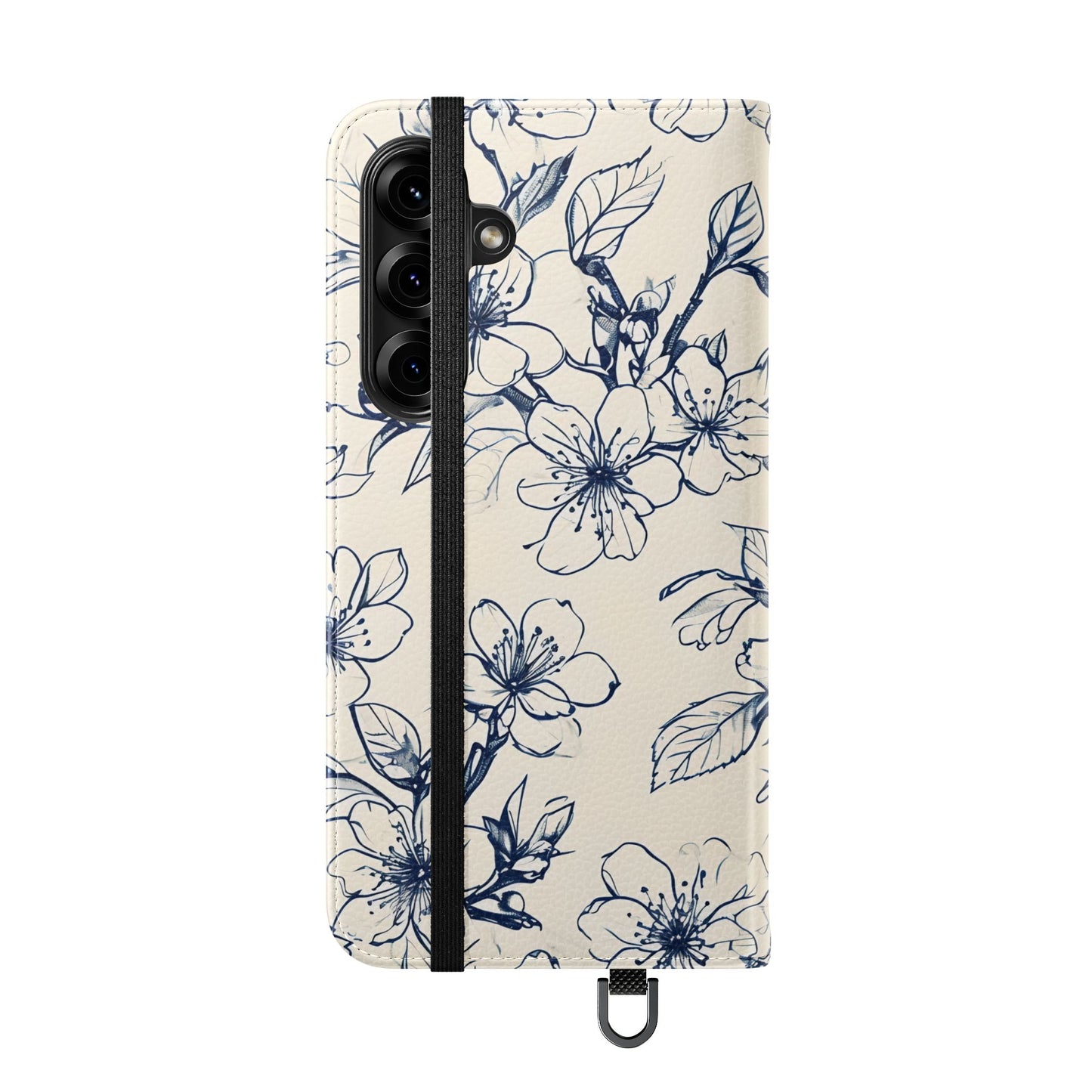 Blossom Sketch - Minimalist Floral Flip Phone Case for Samsung Galaxy