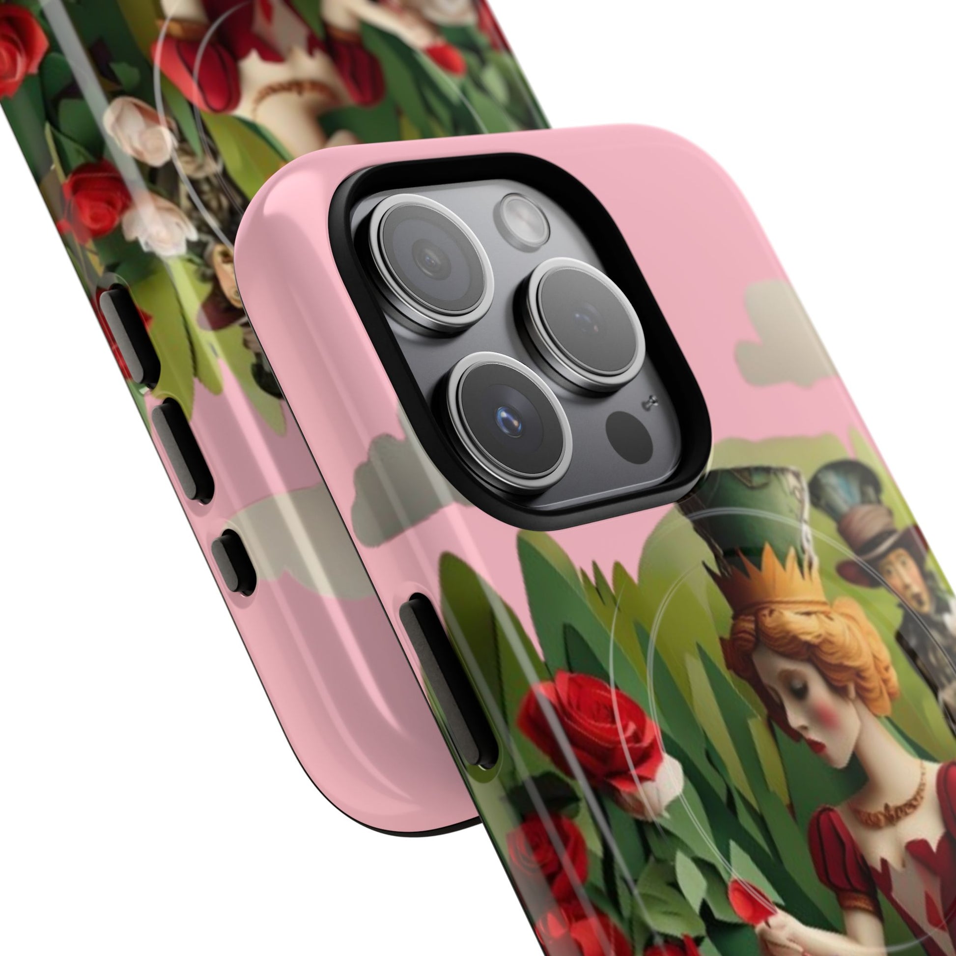 Regal Rose Court - iPhone 15 Pro MagSafe Phone Case - Whimsical Fantasy Floral Design
