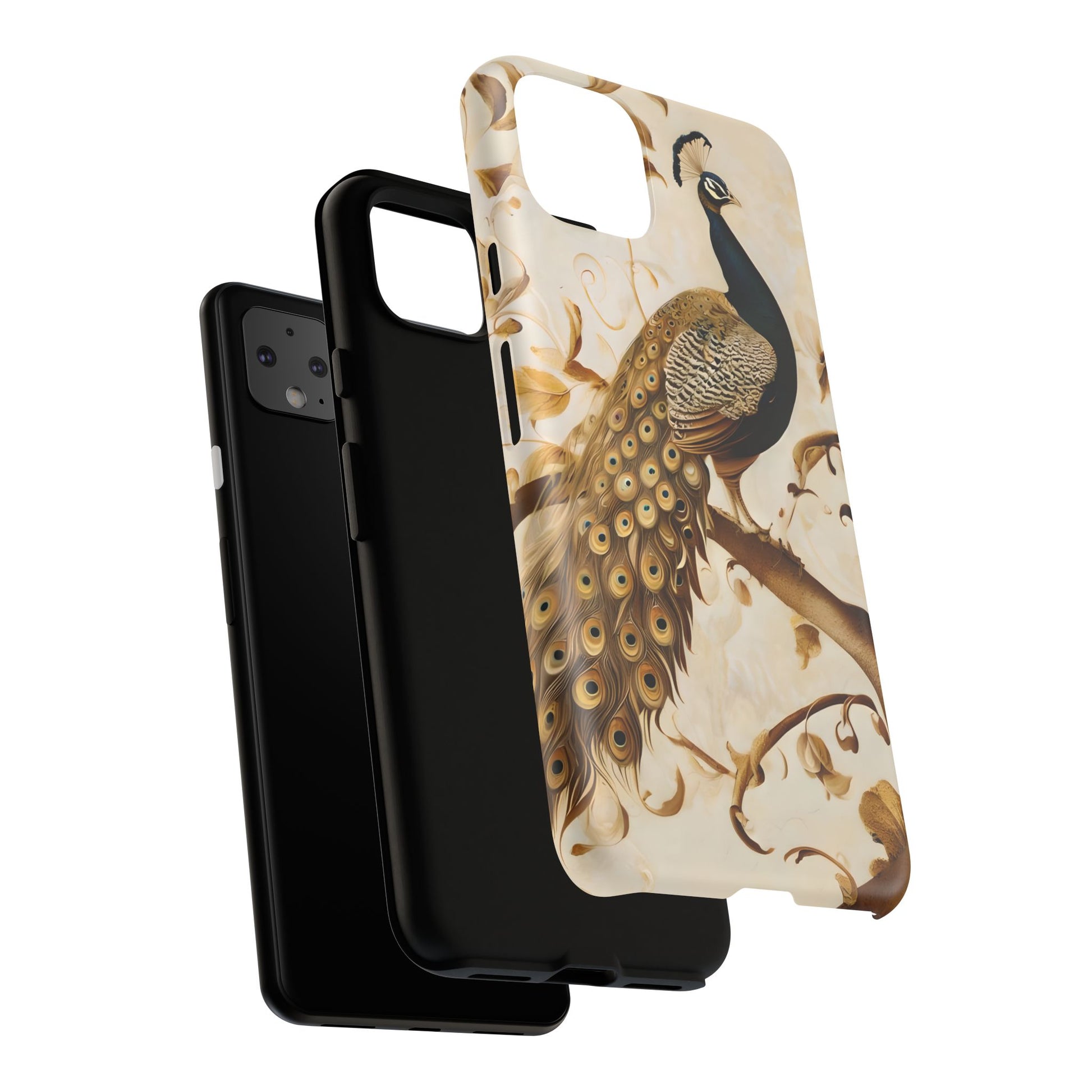 Golden Plumage - Luxe Peacock Art Google Pixel 4XL Phone Case - Elegant Gold & Cream Design