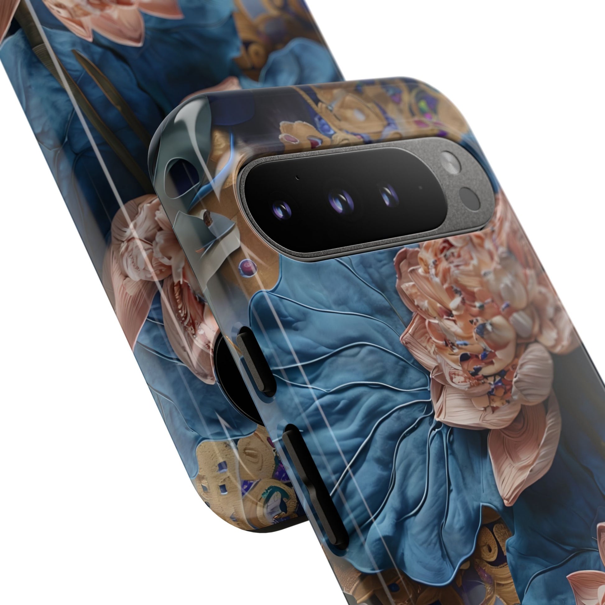 Peony Midnight Tapestry - Google Pixel 9 Pro XL - Elegant Blue & Blush Artful Phone Cover