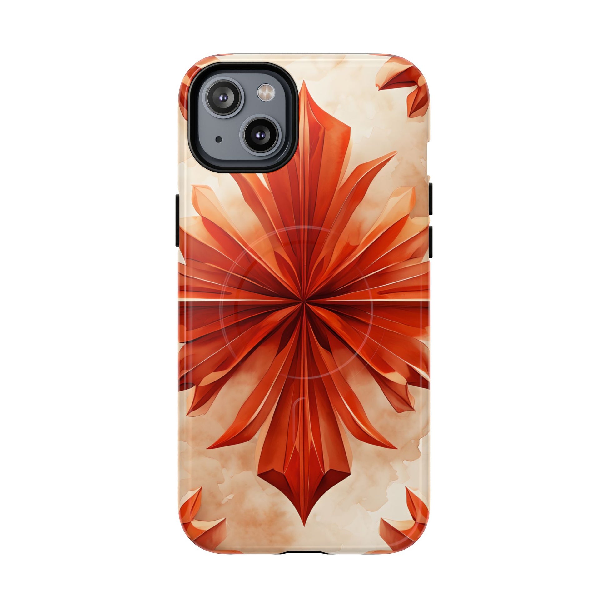 Sunset Fleur iPhone 14 Plus - Kaleidoscope Collection of MagSafe Compatible - Vibrant Sunset Flower Design