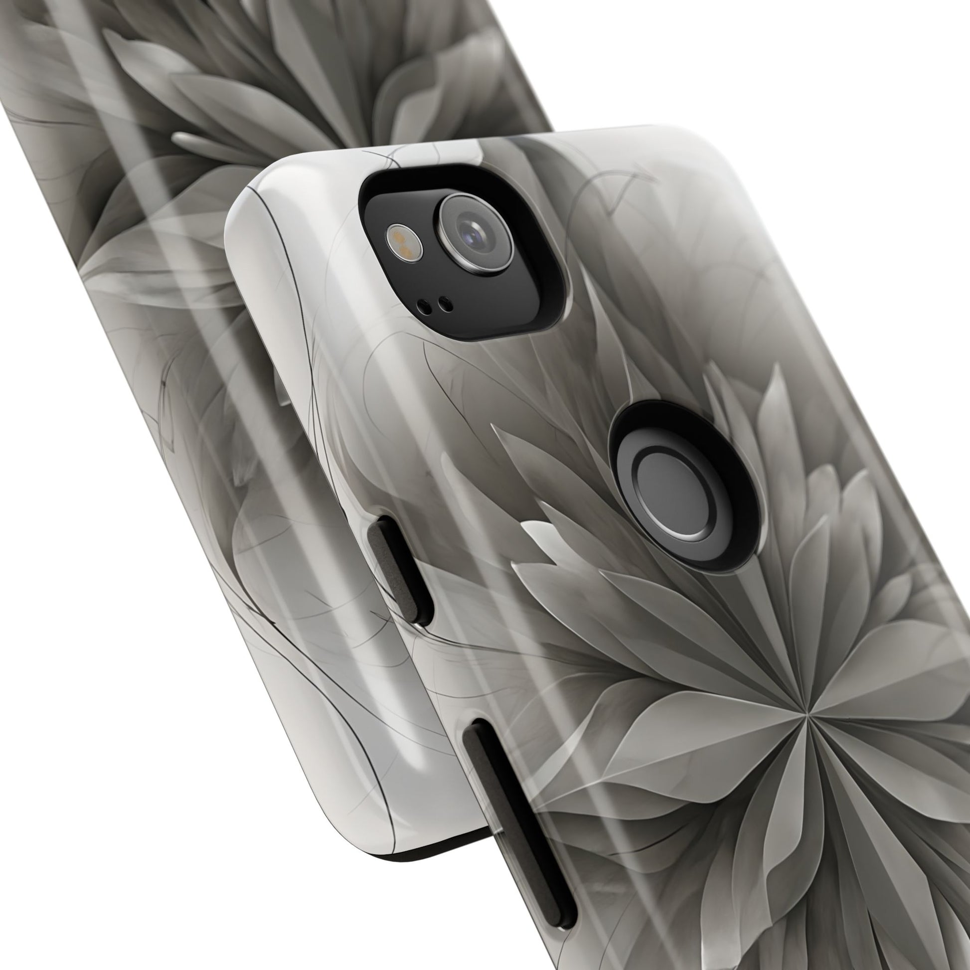 Silver Lotus - Elegant Monochrome Floral Google Pixel 2 Tough Phone Case - Modern Lotus Design