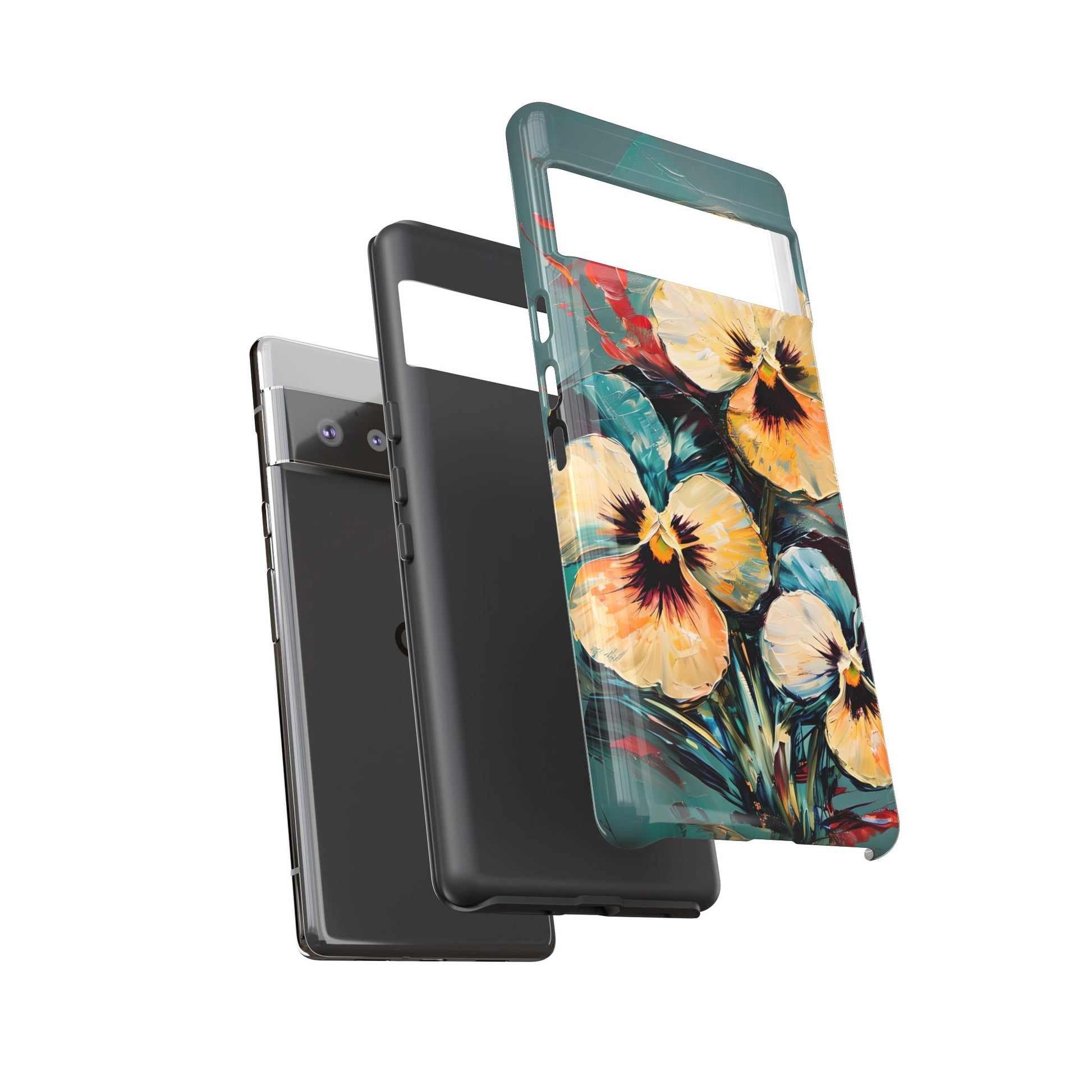 Golden Pansy Cascade Tough Case for Google Pixel 6 Pro - Floral Artistic Shockproof Cover, Elegant Protective Phone Case
