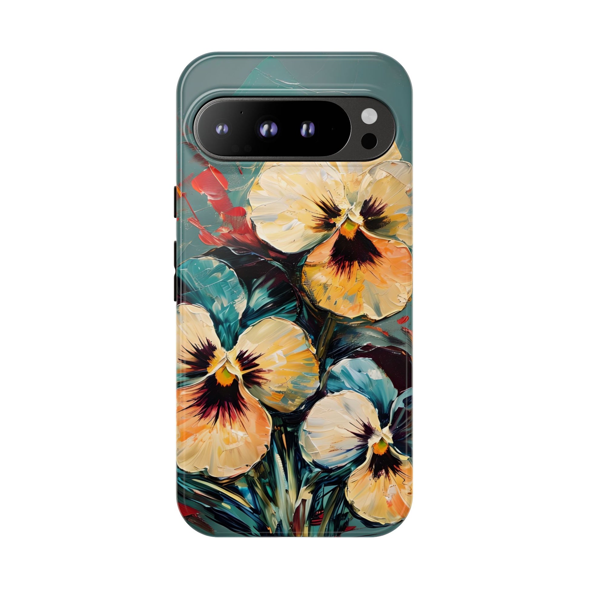 Golden Pansy Cascade Tough Case for Google Pixel 9 Pro XL- Floral Artistic Shockproof Cover, Elegant Protective Phone Case