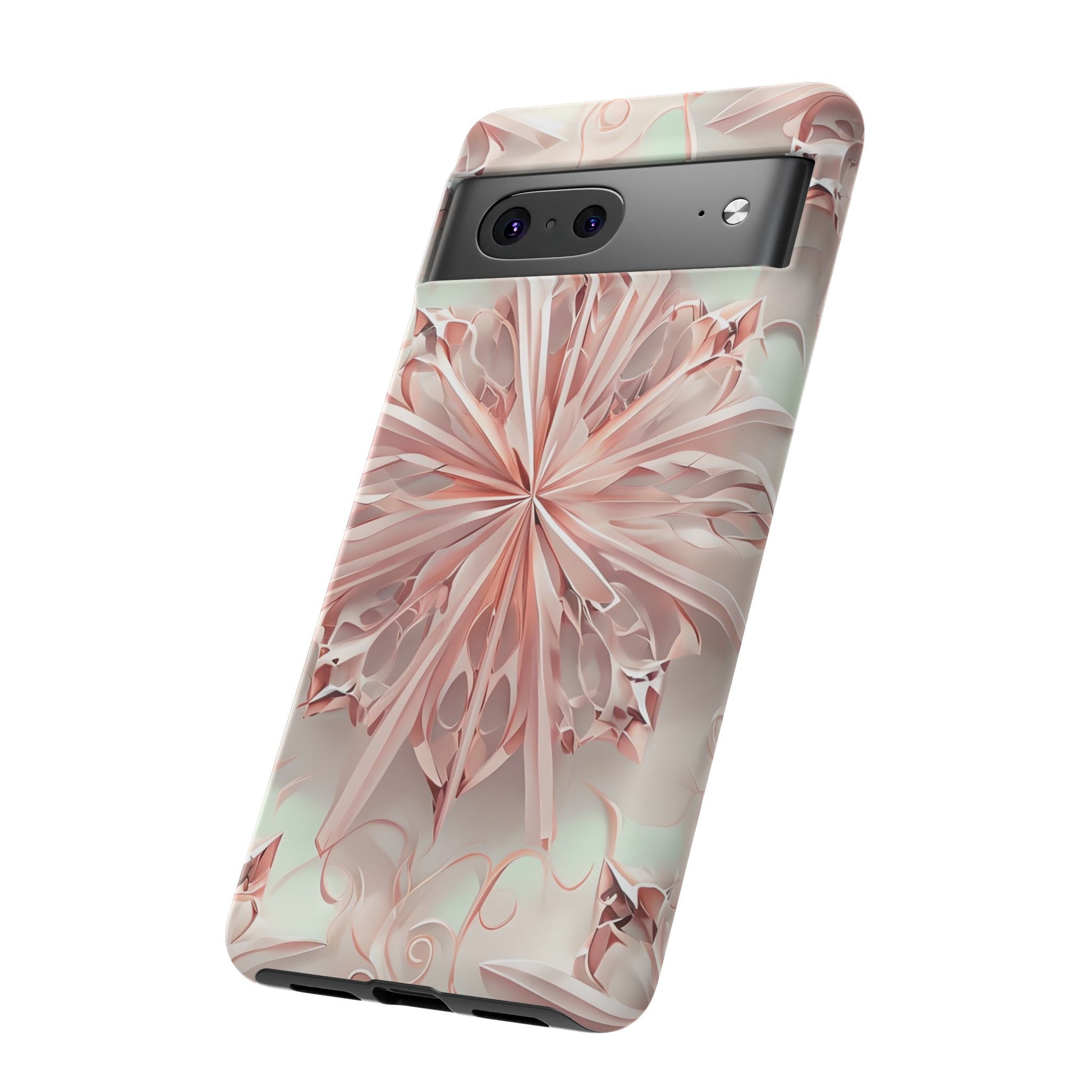 Blush Frost from our Kaleidoscope Collection - Google Pixel 7 tough case - Soft Pink Geometric Floral Design