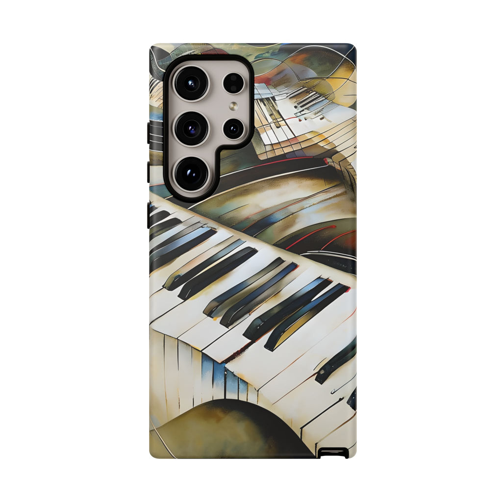 Ivory Cascade Abstract Keyboard Music Tough Case for Samsung Galaxy S24 Ultra - Shockproof Phone Cover