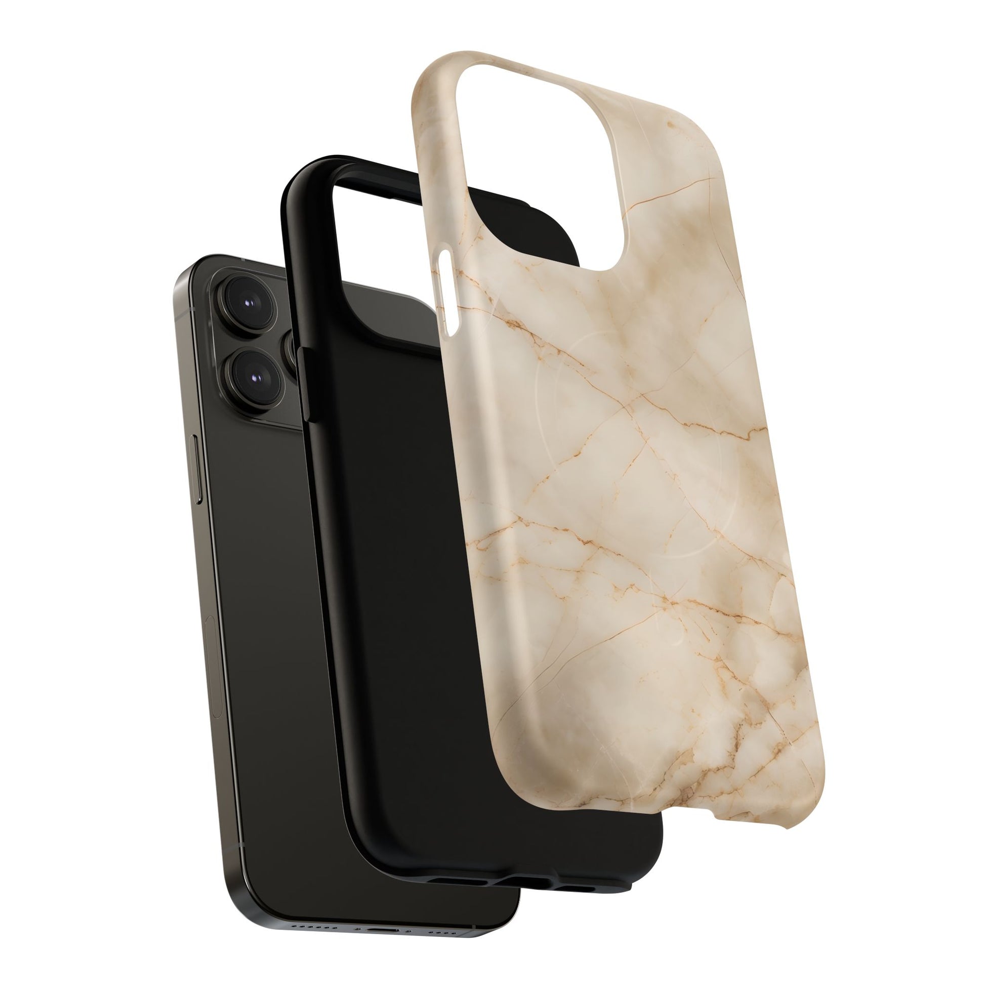 Parchment Mist - iPhone 14 Pro Max MagSafe Phone Case - Neutral Beige Marble Design