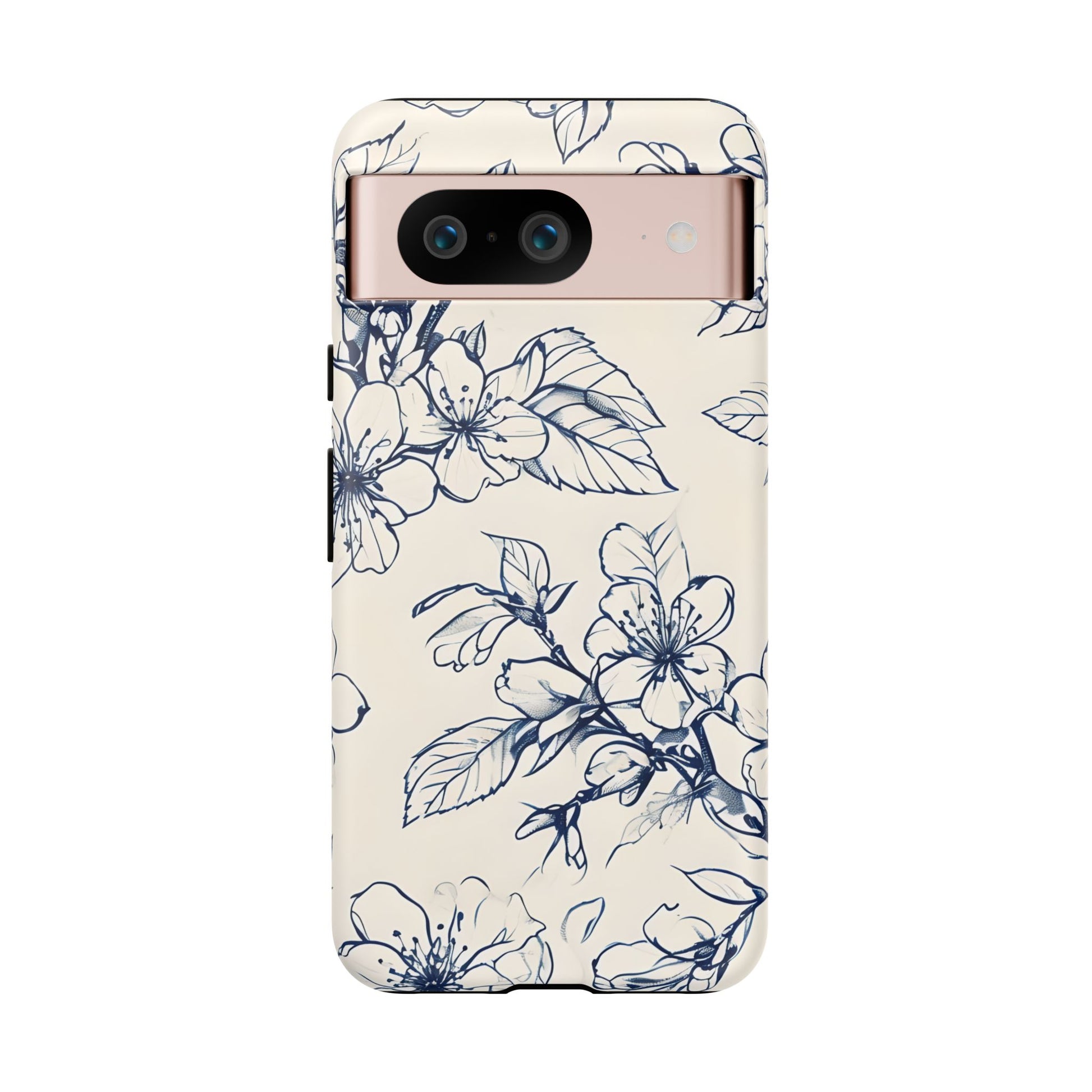 Blossom Sketch - Artistic Blue Floral Google Pixel 8 - Tough Phone Case - Hand-Drawn Botanical Design