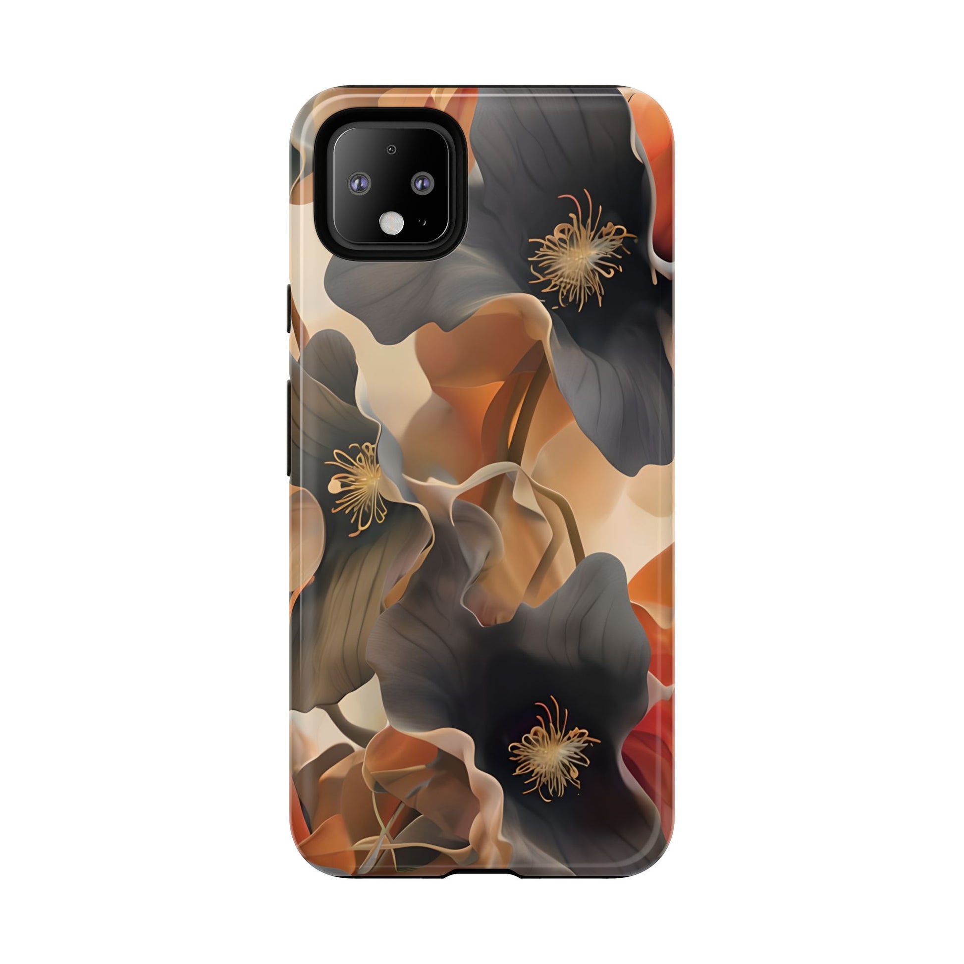 Autumn Ember - Moody Floral Art Google Pixel 4 XL Tough Phone Case - Warm Earthy Botanical Design