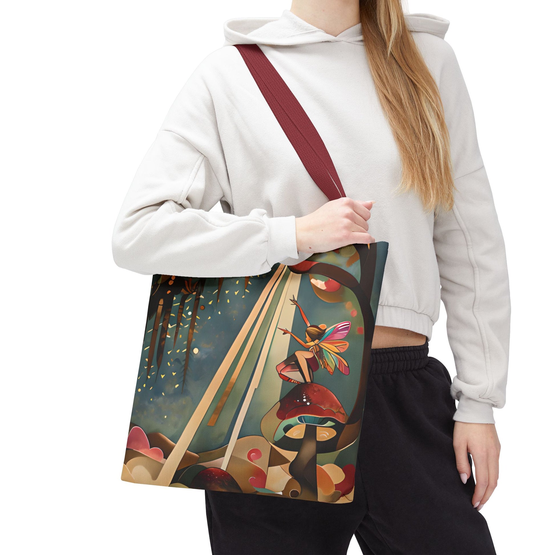 Enchanted Orchard Canvas Tote Bag (16x16 & 18x18)- Fantasy Artwork Tote, Artistic Eco-Friendly Shopping Bag