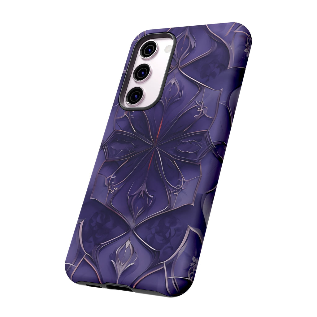 Violet Nebula - Kaleidoscope Collection Artistic Floral Burst - Samsung Galaxy S23 Plus Tough Phone Case - Bold Purple Symmetrical Design