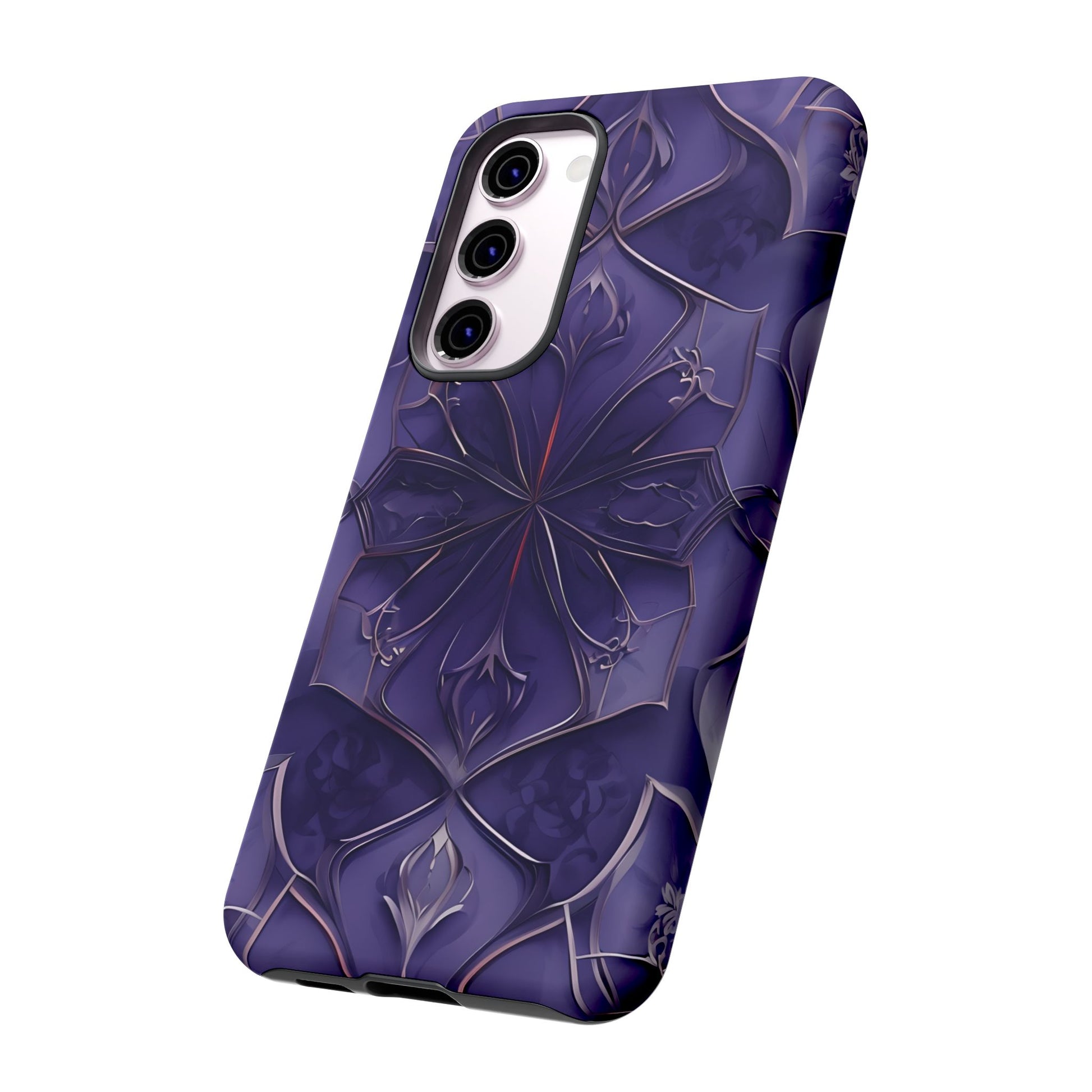 Violet Nebula - Kaleidoscope Collection Artistic Floral Burst - Samsung Galaxy S23 Plus Tough Phone Case - Bold Purple Symmetrical Design