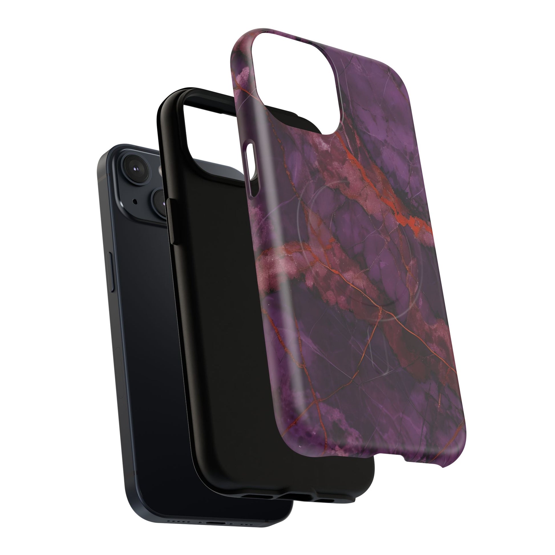 Amethyst Current - Kaleidoscope Collection Artistic Floral Burst - iPhone 14 MagSafe Phone Case - Bold Purple Symmetrical Design
