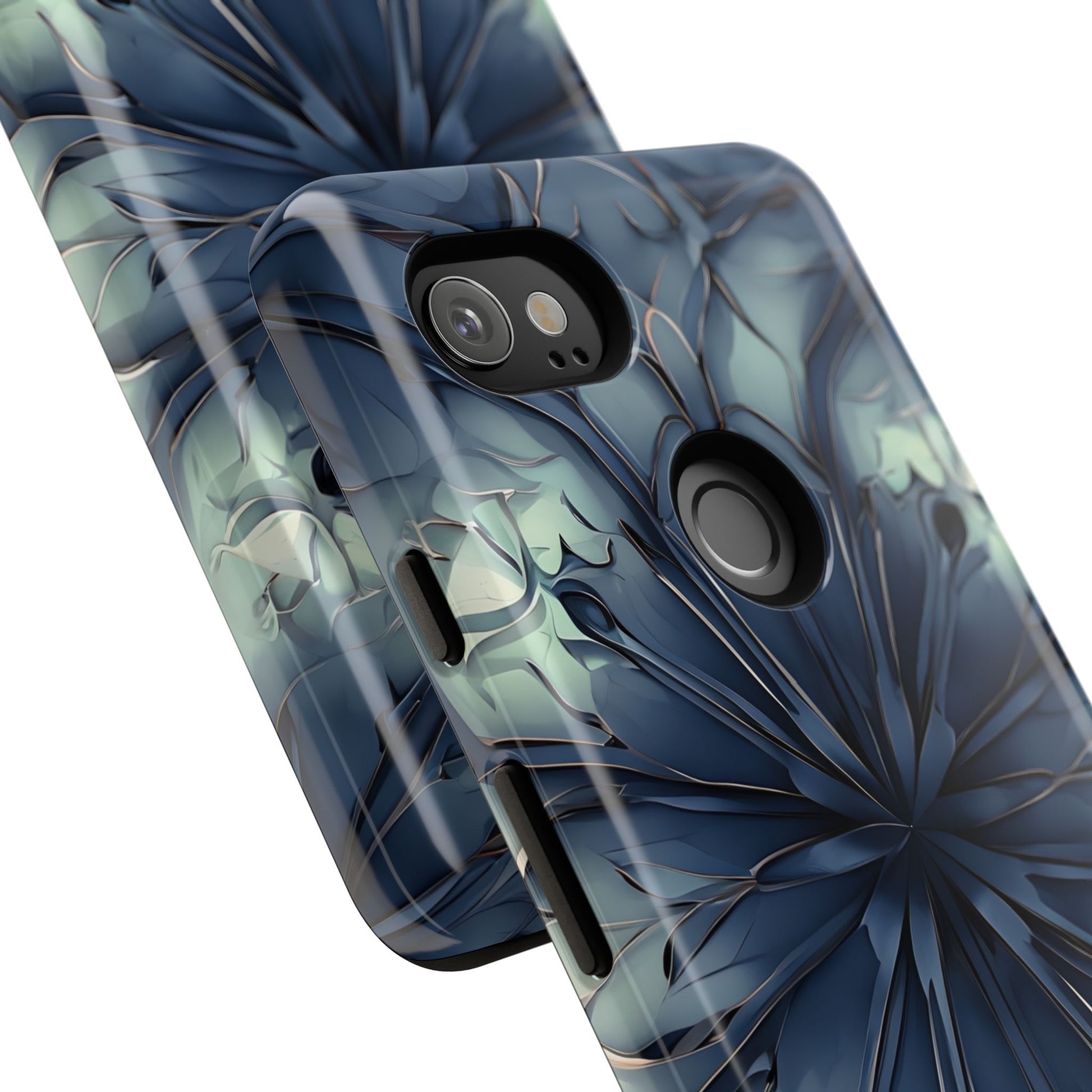 Indigo Mosaic - Artistic Kaleidoscope Collection Artistic Floral - Google Pixel 2XL Tough Phone Case - Bold Blue Symmetrical Design