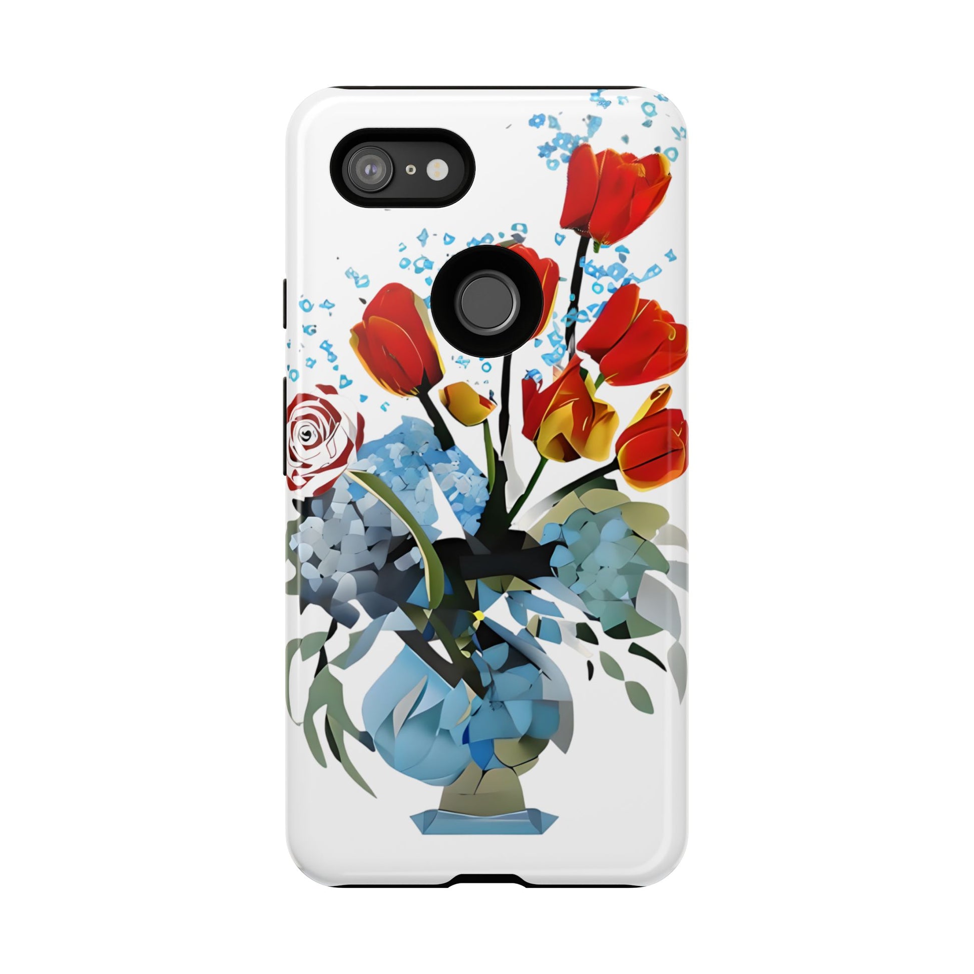 Bouquet Brilliance - Artistic Floral Google Pixel 3XL Tough Phone Case - Vibrant Tulip, Rose & Hydrangea Design