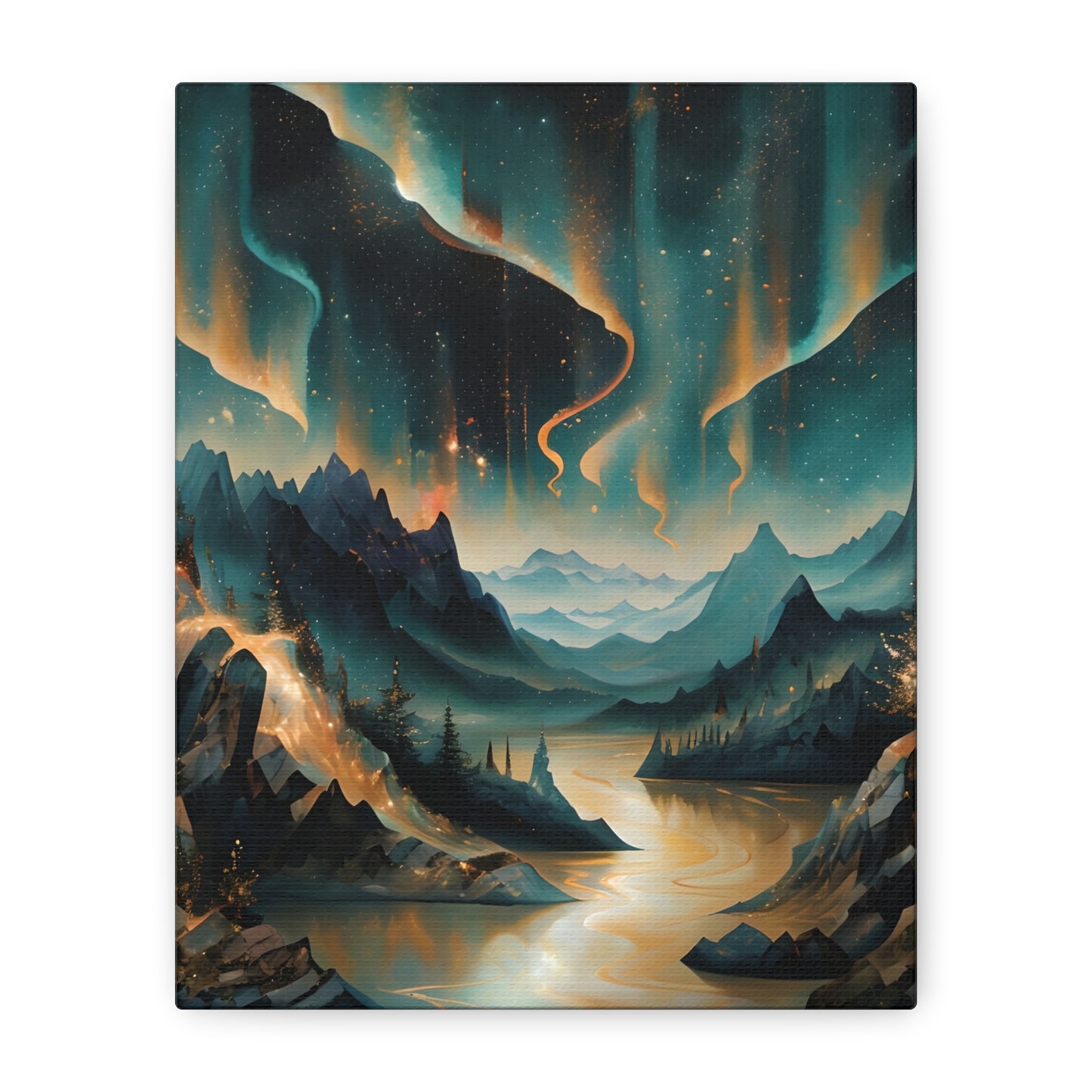 Aurora Dreamscape Vertical Wall Art - Premium Northern Lights Canvas Print, Tranquil Aurora Borealis Decor for Home & Office