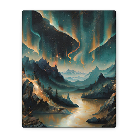 Aurora Dreamscape Vertical Wall Art - Premium Northern Lights Canvas Print, Tranquil Aurora Borealis Decor for Home & Office