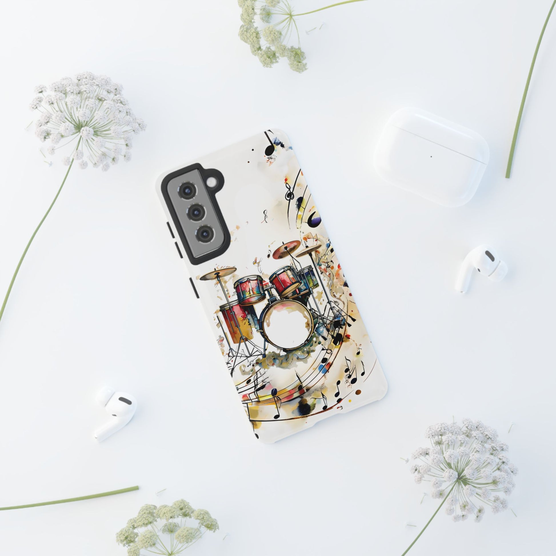 Beatline Abstract Drums and Music Notes Tough Case for Samsung Galaxy S21 - Shockproof Phone Cover
