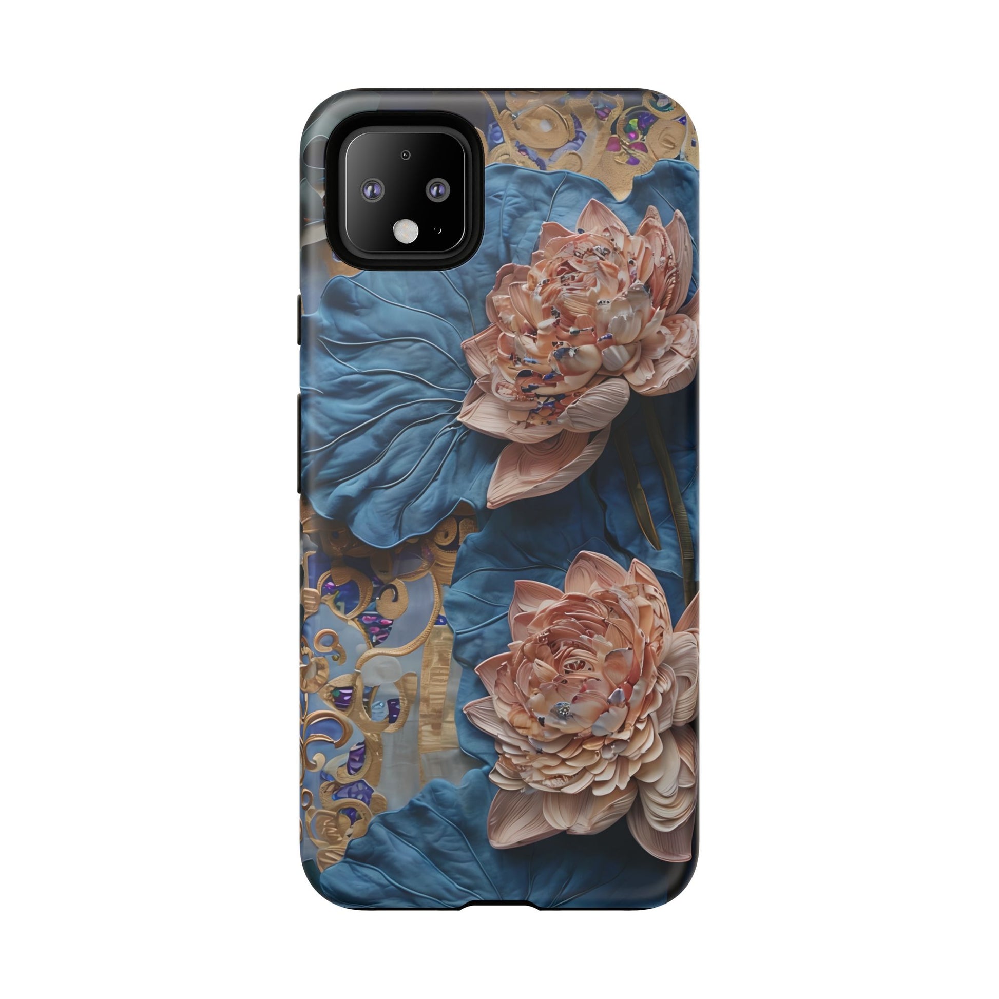 Peony Midnight Tapestry - Google Pixel 4XL - Elegant Blue & Blush Artful Phone Cover