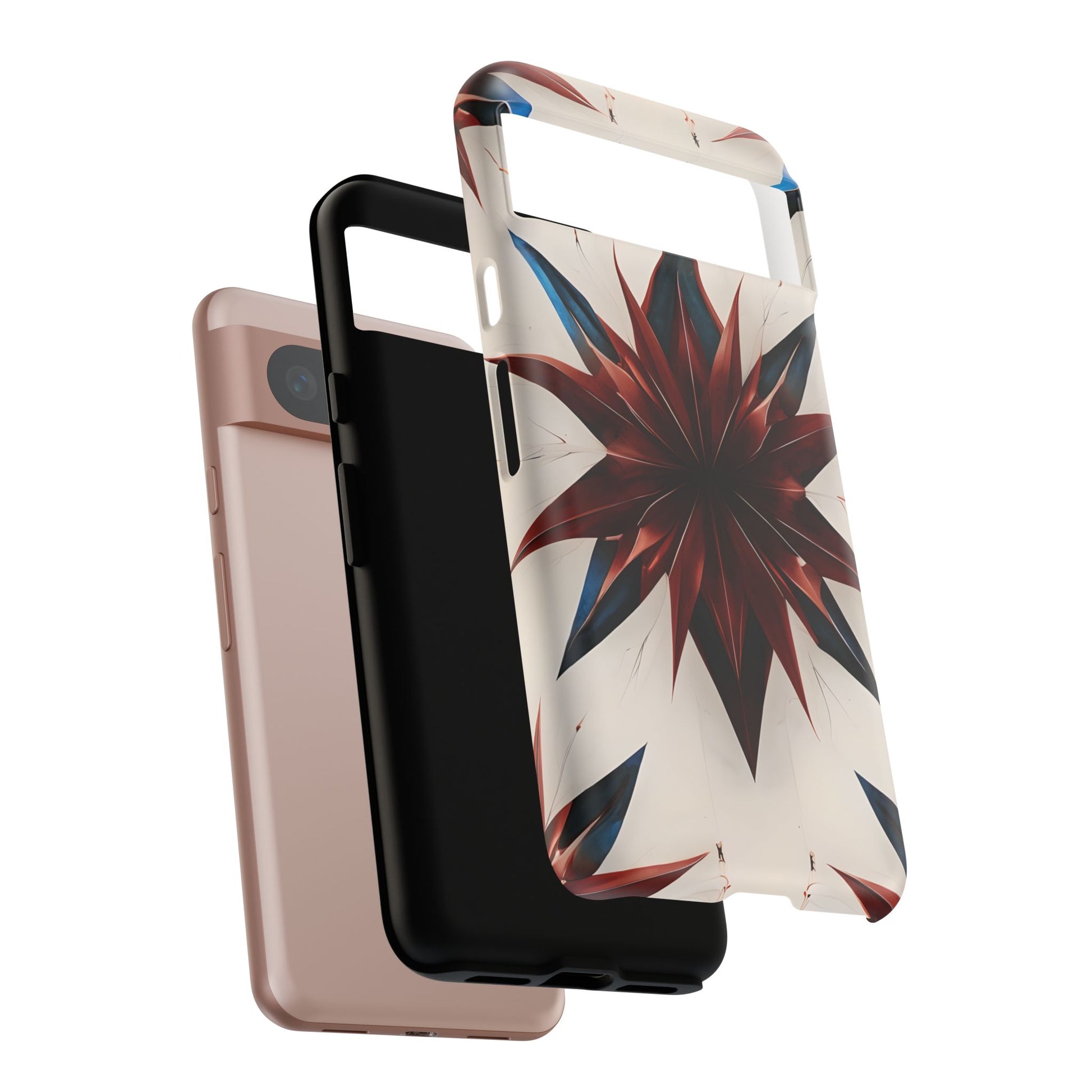 Garnet Starburst - Kaleidoscope Collection Gemstone Floral - Google Pixel 8 Tough Phone Case - Floral Burst Design