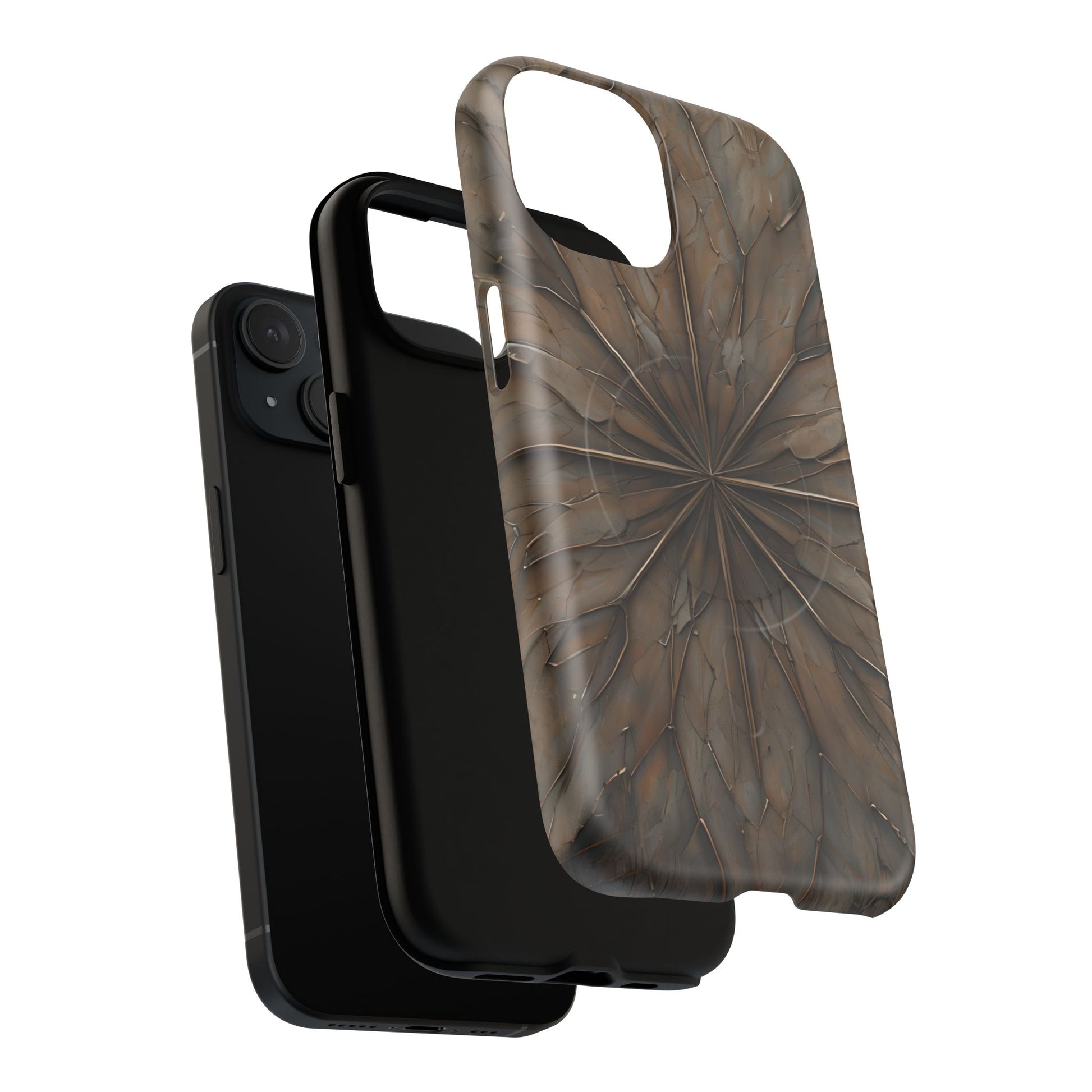 Earthstone Mandala - Kaleidoscope Collection Artistic Taupe Burst - iPhone 15 MagSafe Phone Case