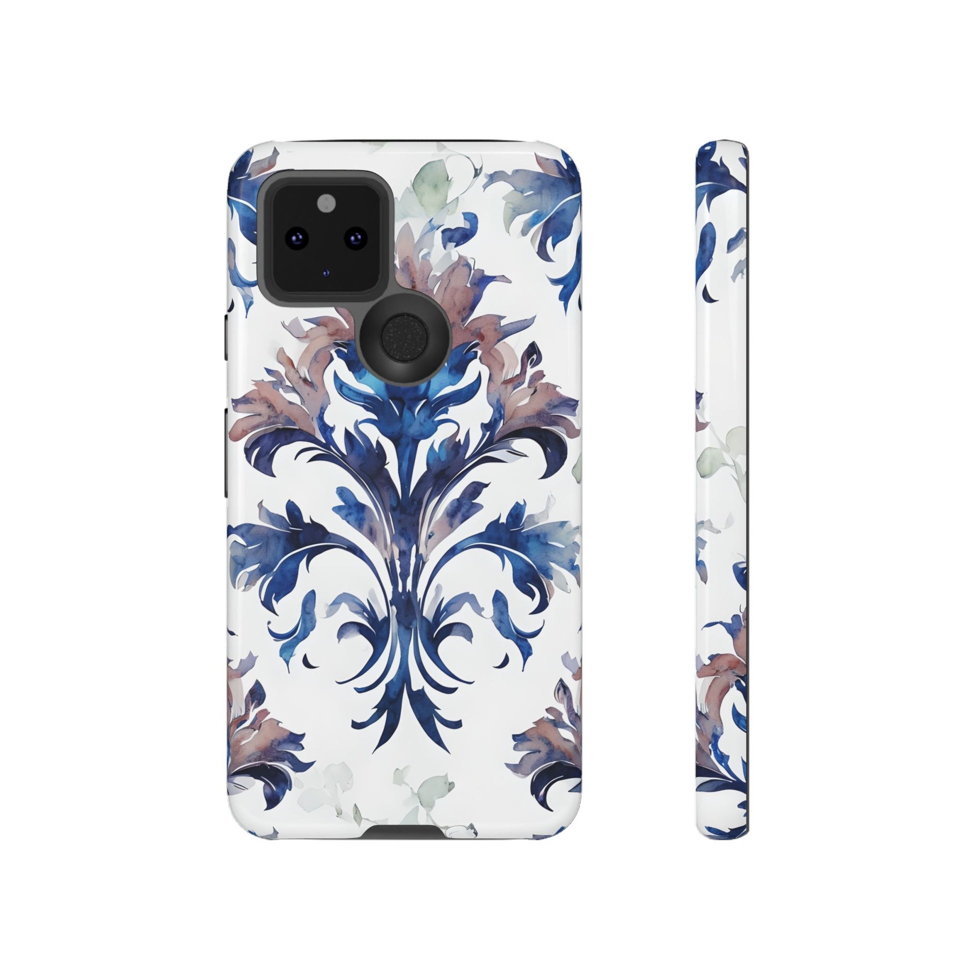 Delft Reverie - Elegant Blue & White Google Pixel 5 5G Tough Phone Case - Dutch Delftware-Inspired Floral Design