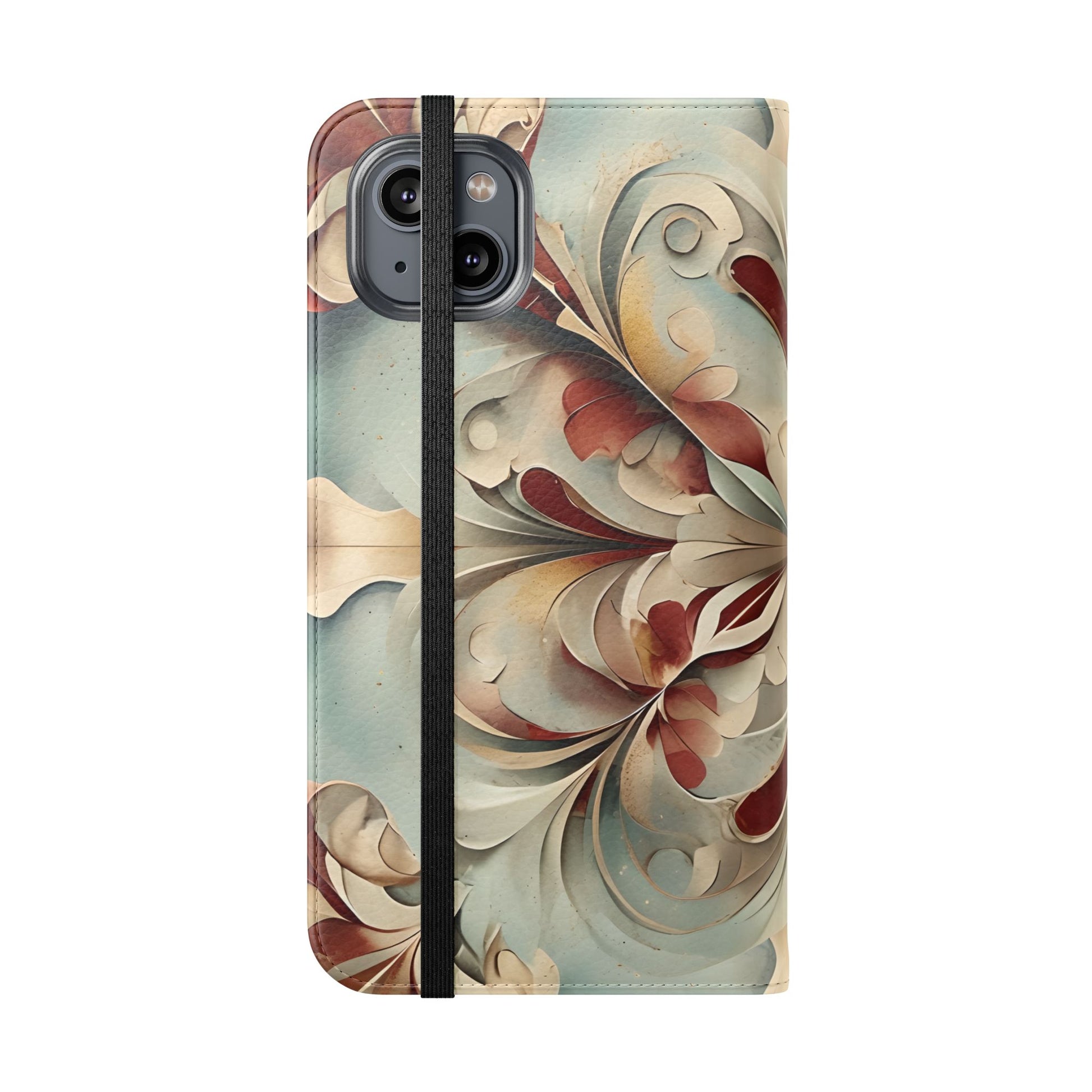 Vintage Baroque Blossom Wallet Phone Case - Elegant Floral Flip Cover for iPhone 14 Plus