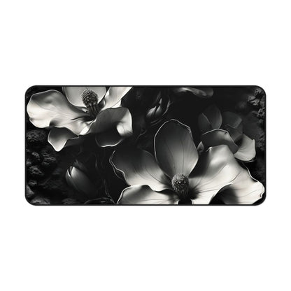 Monochrome Magnolia Desk Mat - Premium Office Desk Pad, 3 Sizes Available, Artistic Workspace Protection