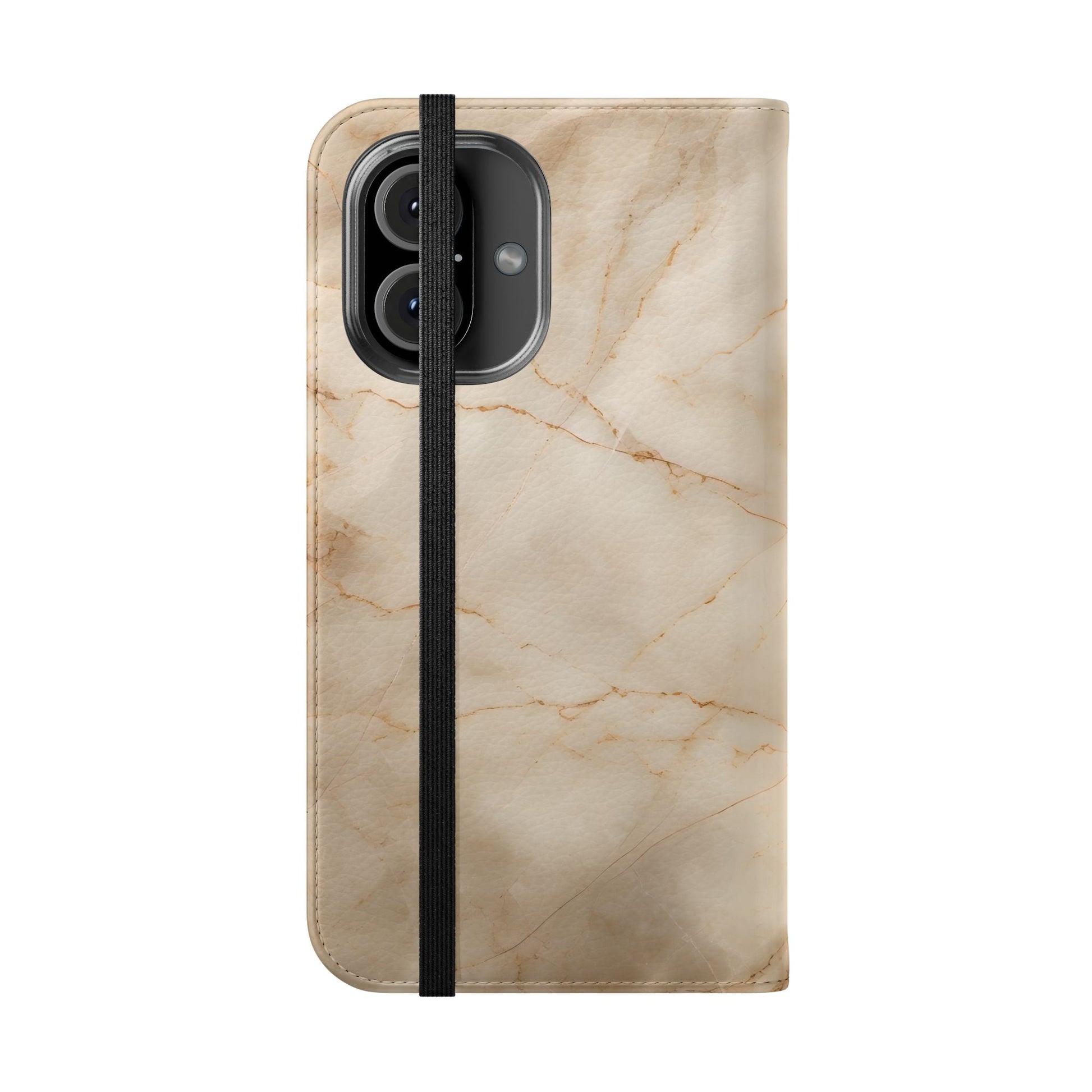 Parchment Mist Wallet Phone Case - Neutral Beige & Ivory Marble Design - Flip Cover for iPhone 16