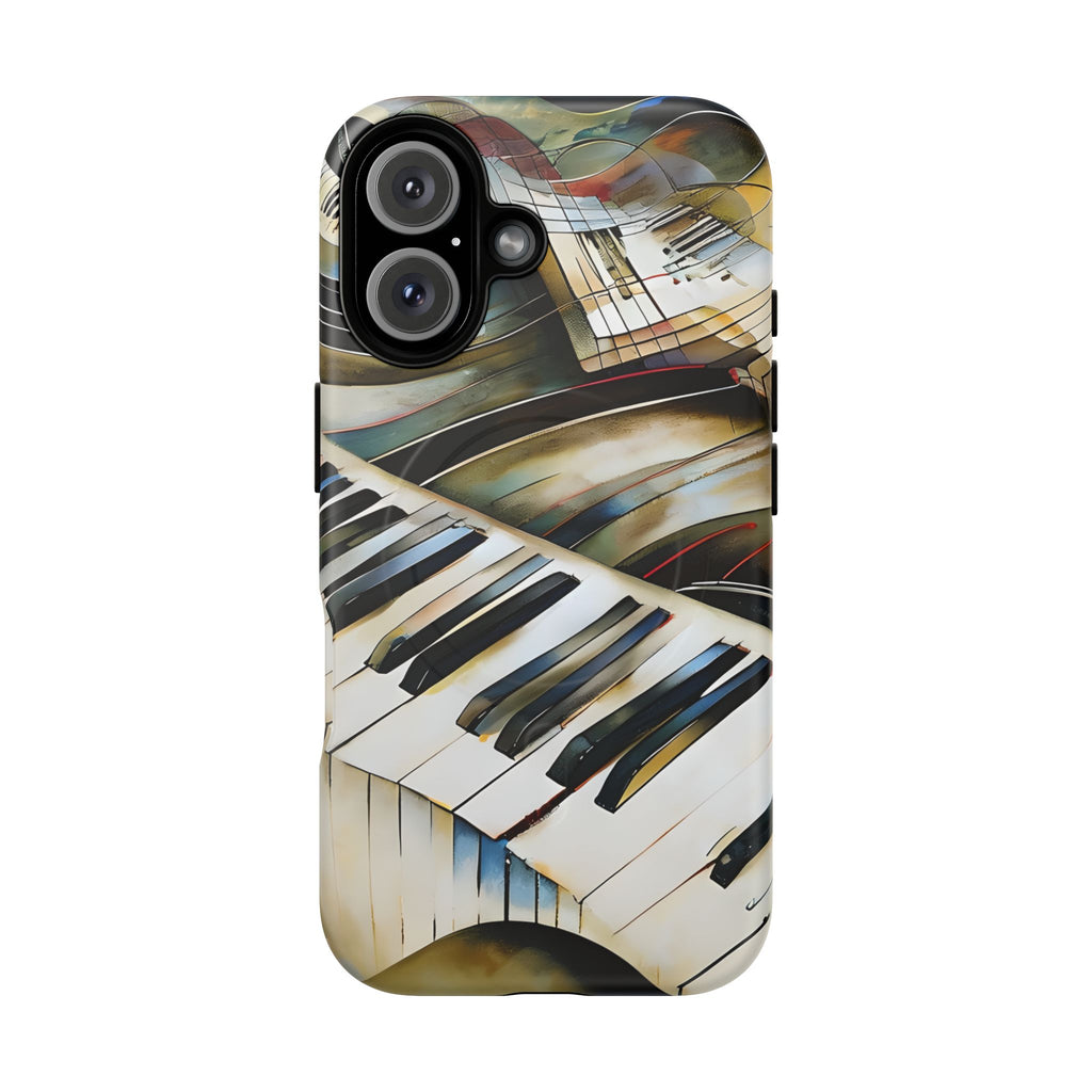 Ivory Cascade Abstract Keyboard Music iPhone 16 MagSafe Case