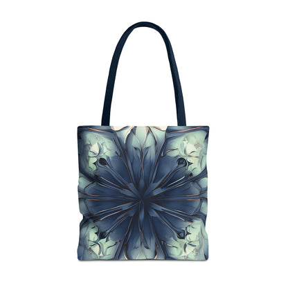 Indigo Mosaic Tote (16x16 & 18x18)- Abstract Floral in Deep Blue, Reusable & Eco-Friendly