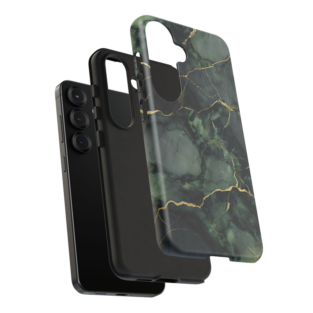 Verdant Vein Tough Case for Samsung Galaxy S25 - Luxury Gold Vein, Nature-Inspired Protective Cover