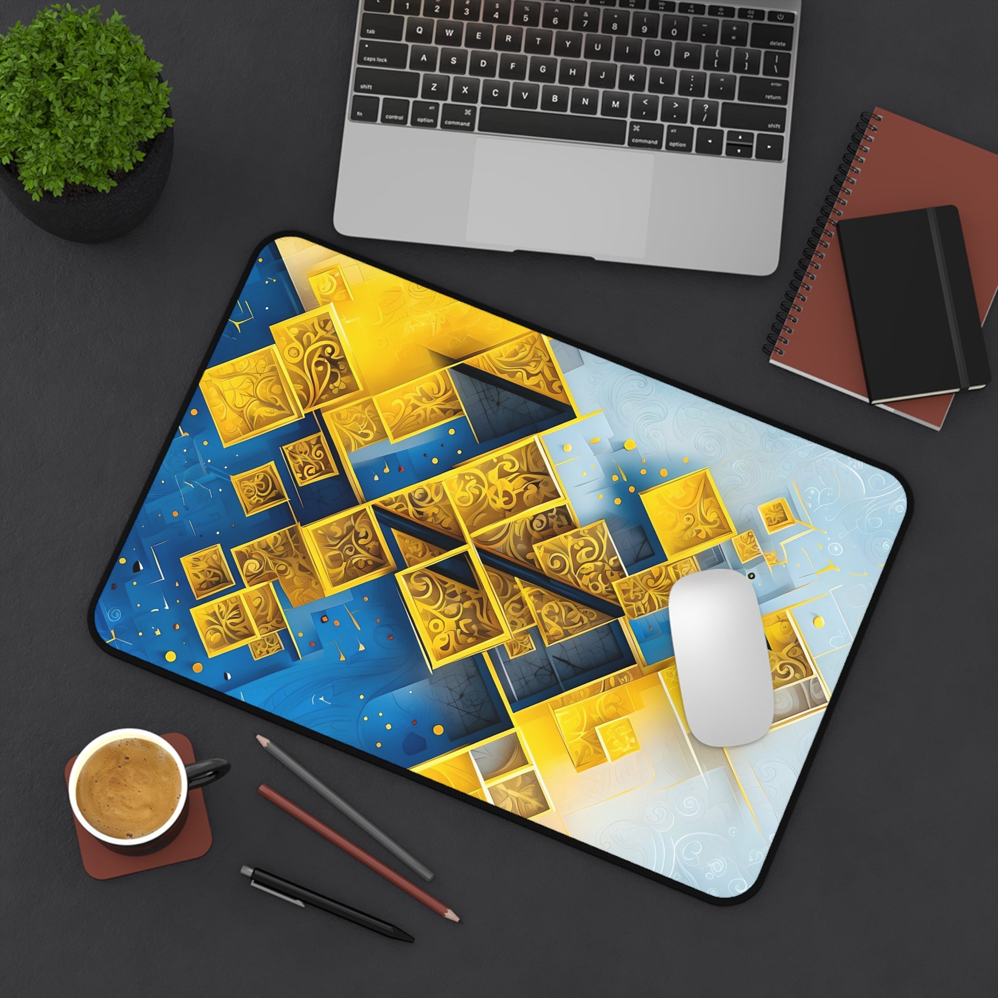 Golden Ascent Desk Mat - Premium Office Desk Pad, 3 Sizes Available, Artistic Workspace Protection